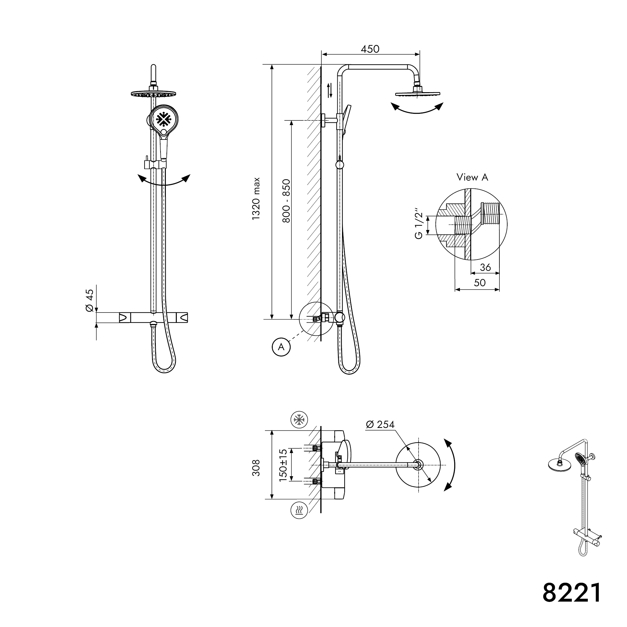 Zestaw prysznicowy z termostatem 8221 PRO