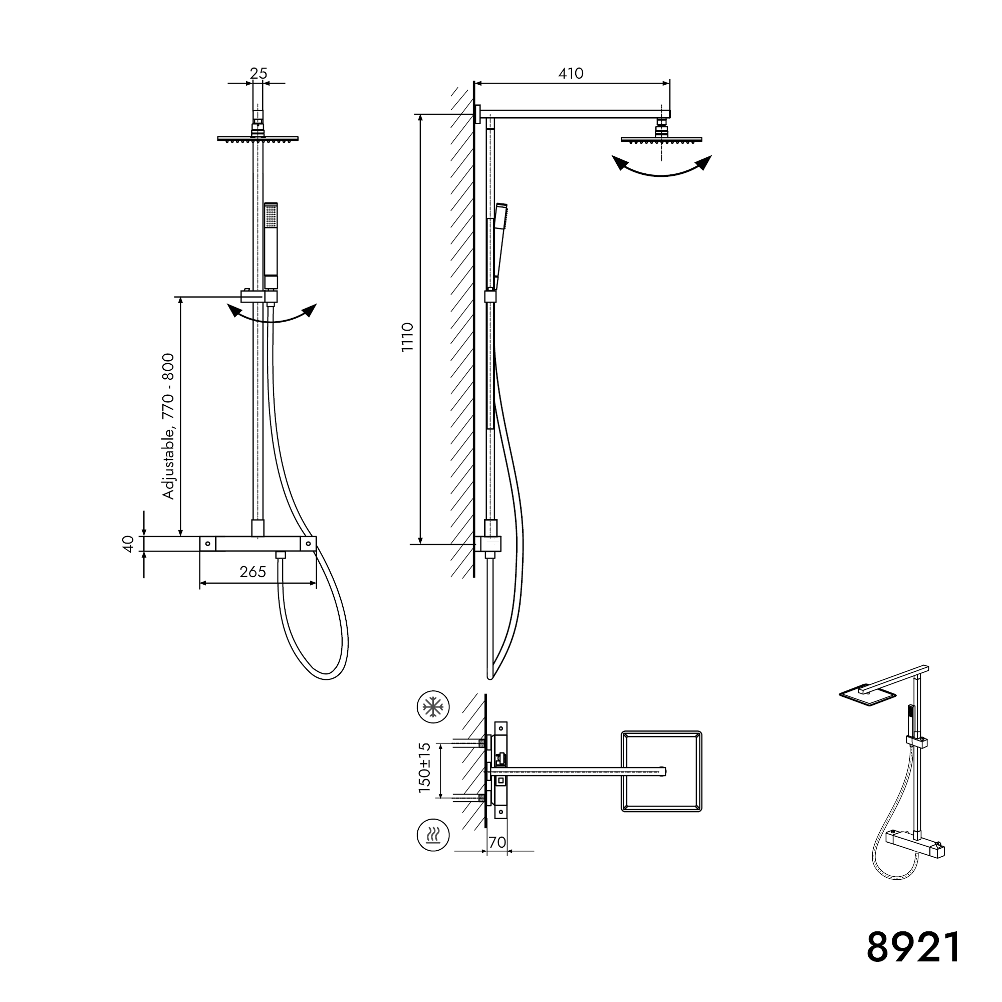 Zestaw prysznicowy 8921B BASIC z termostatem SEDAL