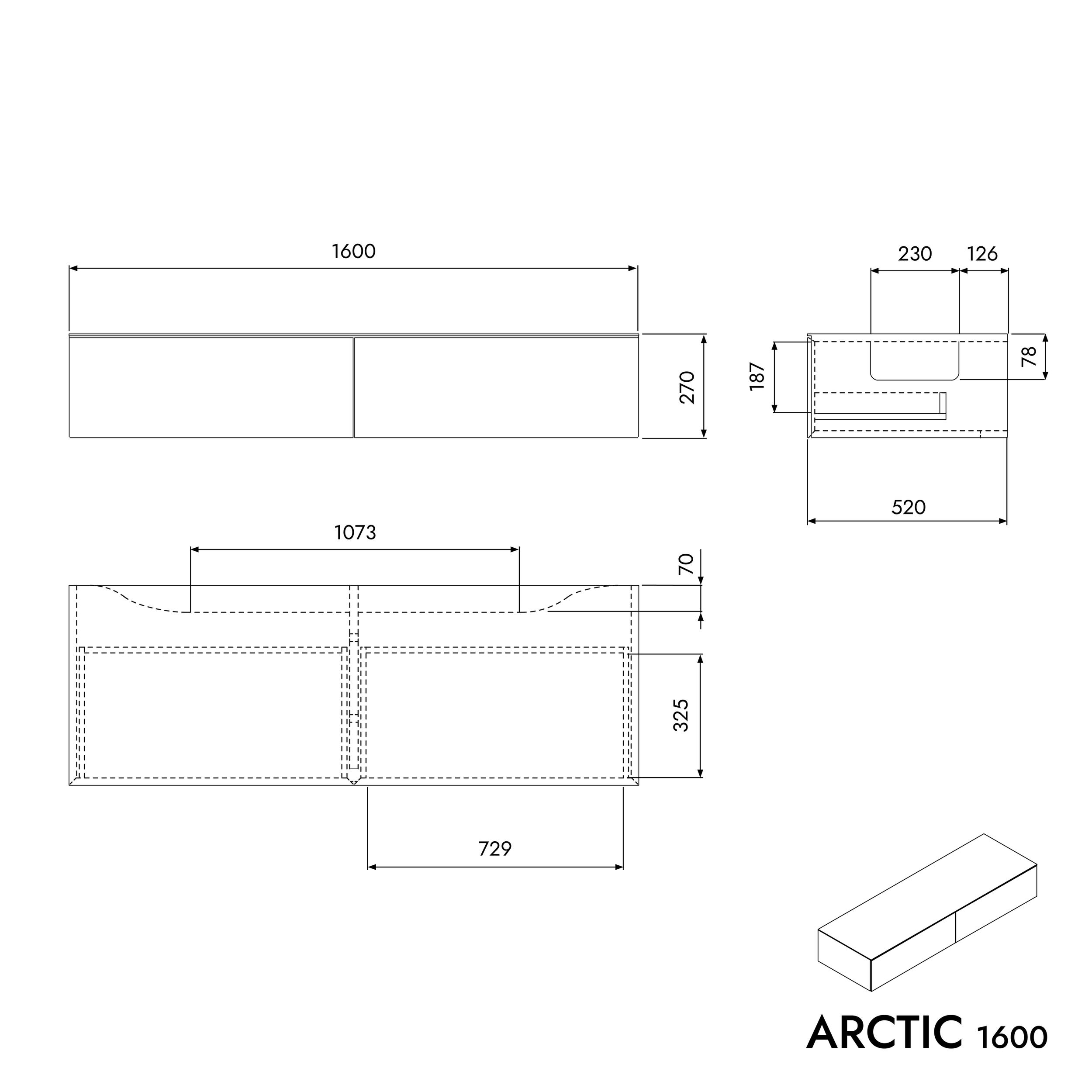 Szafka pod umywalkę ARCTIC 1600