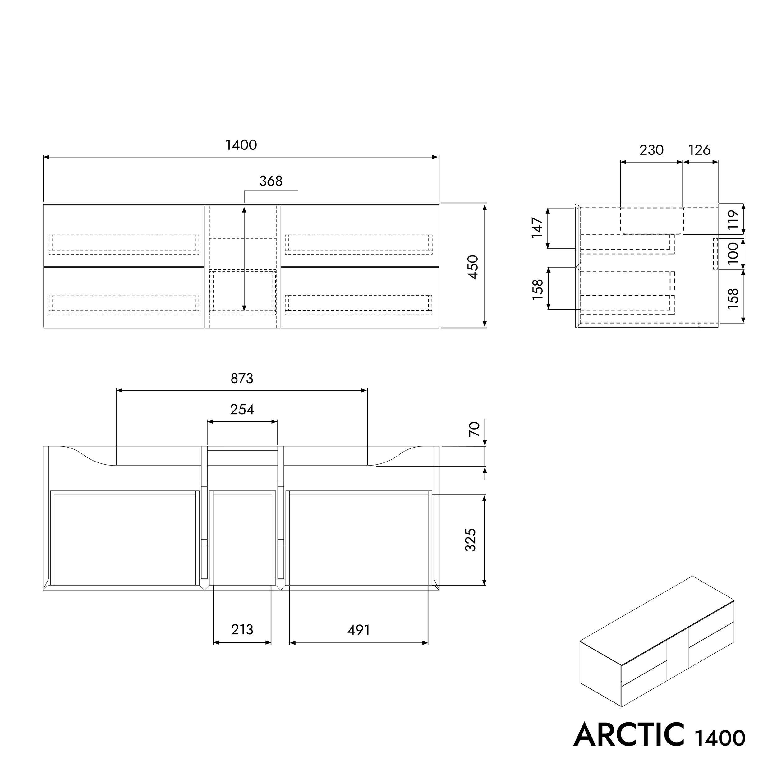 Szafka podumywalkowa ARCTIC 1400