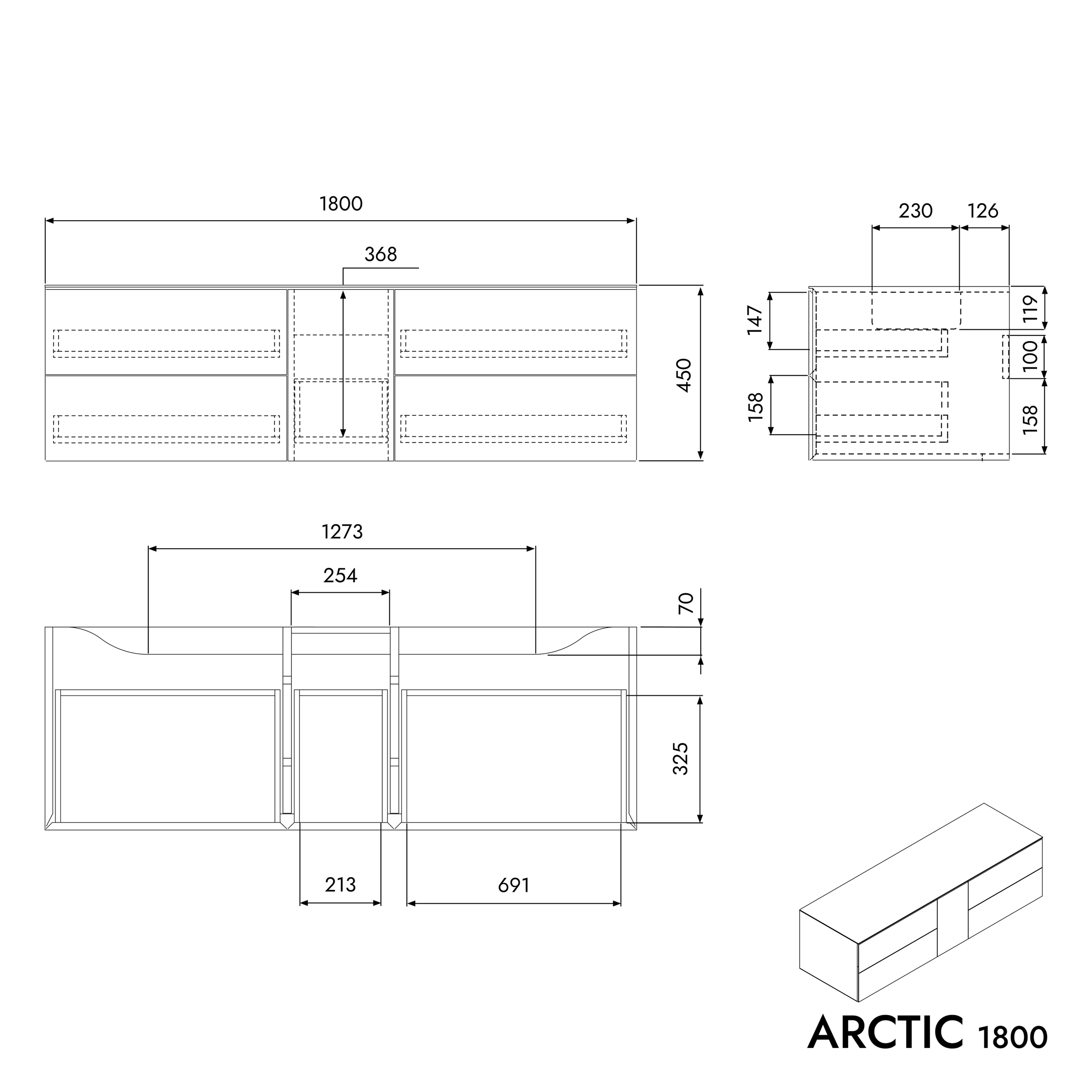 Szafka podumywalkowa ARCTIC 1800