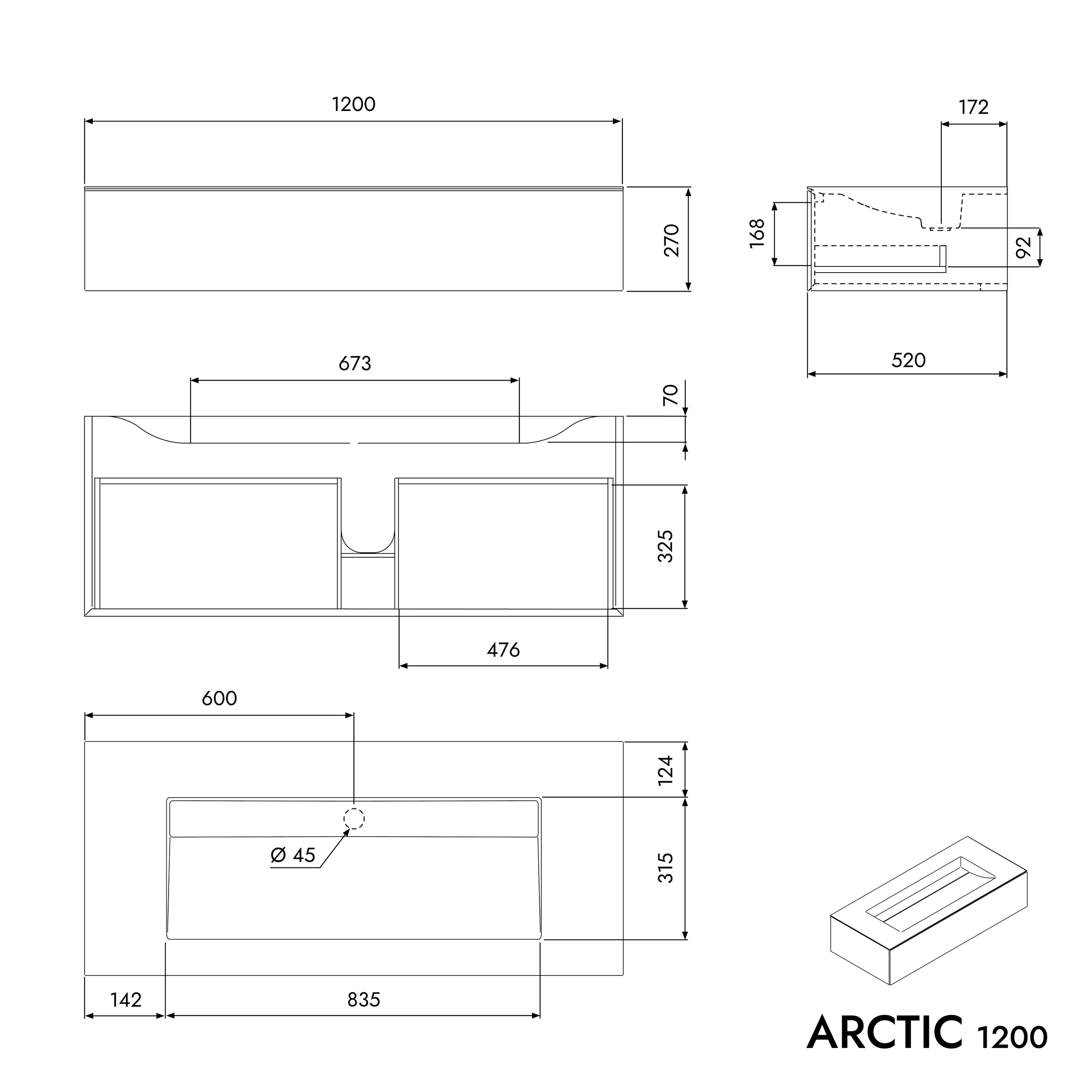 Szafka pod umywalkę ARCTIC 1200