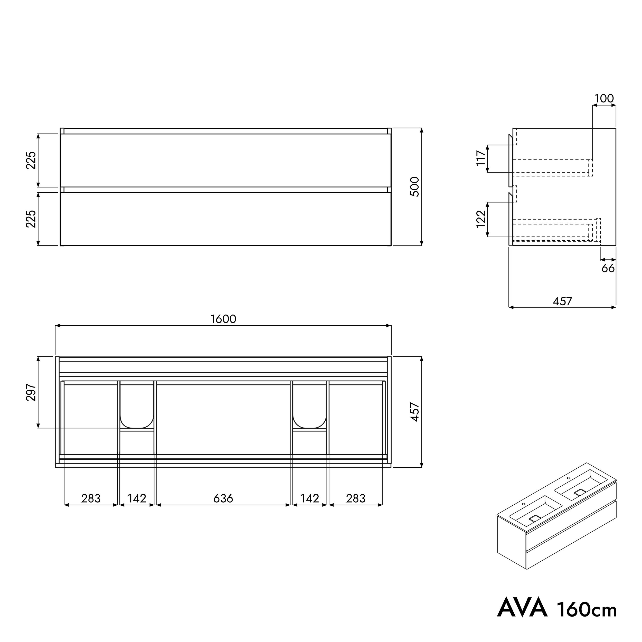 Szafka podumywalkowa AVA 160 cm