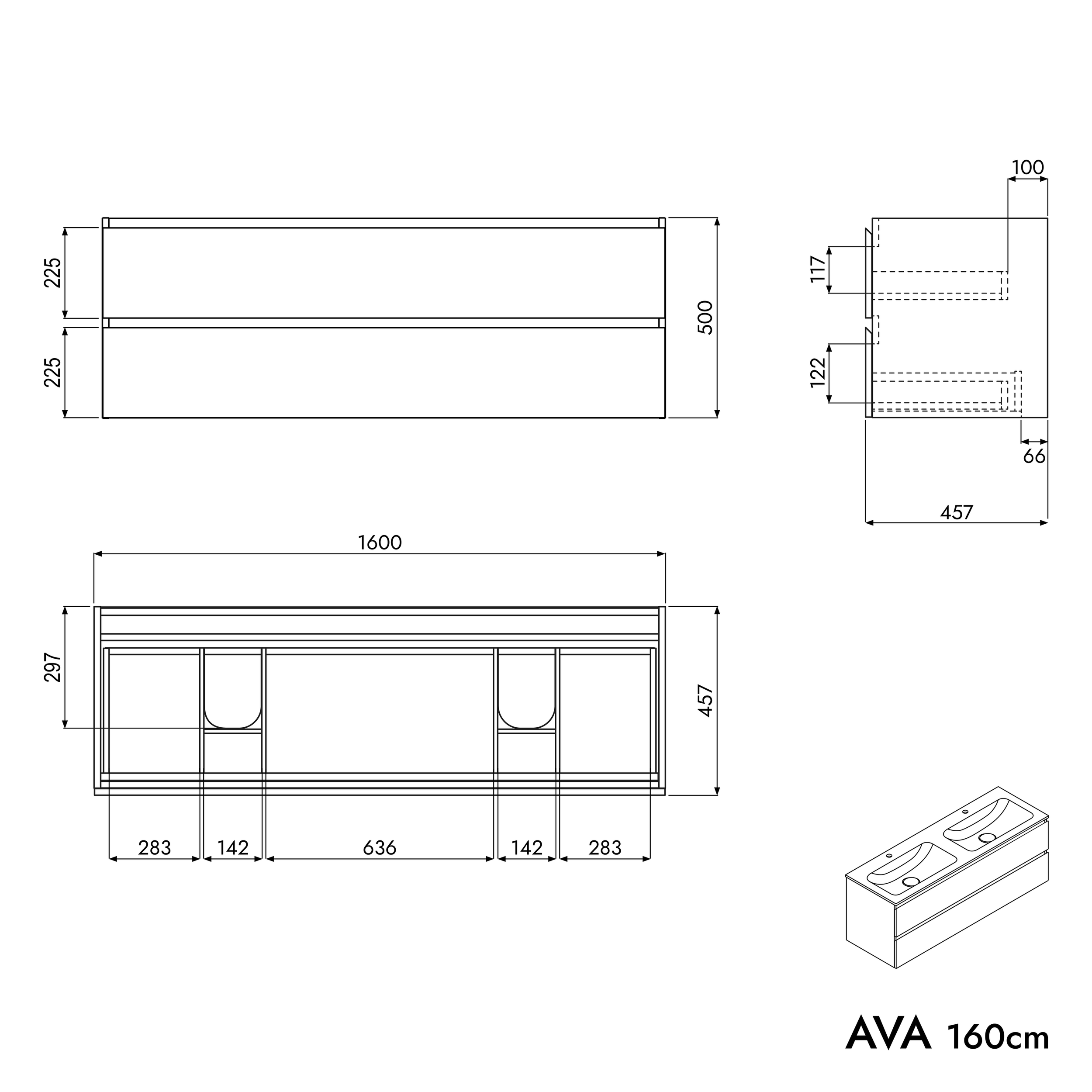 Szafka podumywalkowa AVA 160 cm