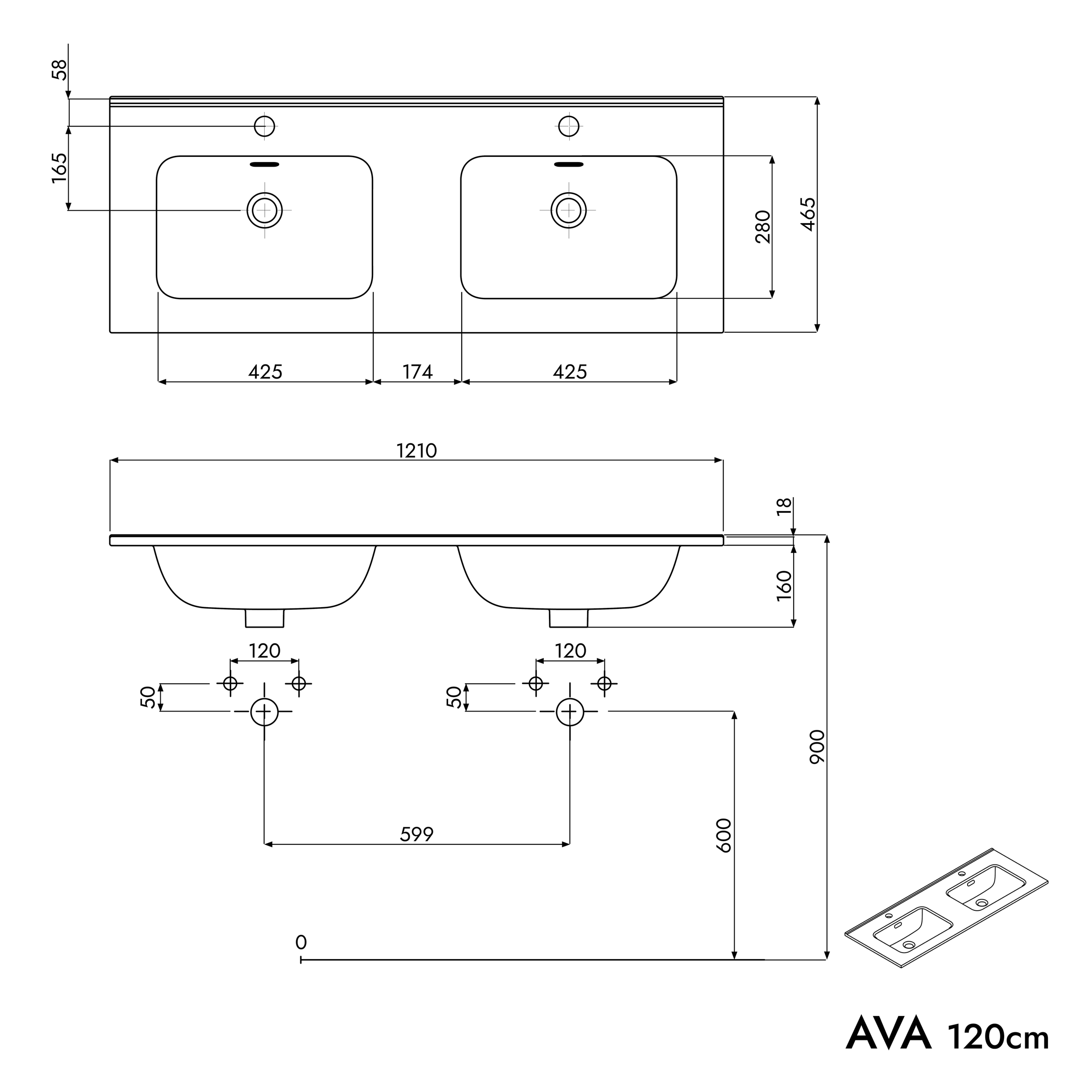 Szafka podumywalkowa AVA 120 cm