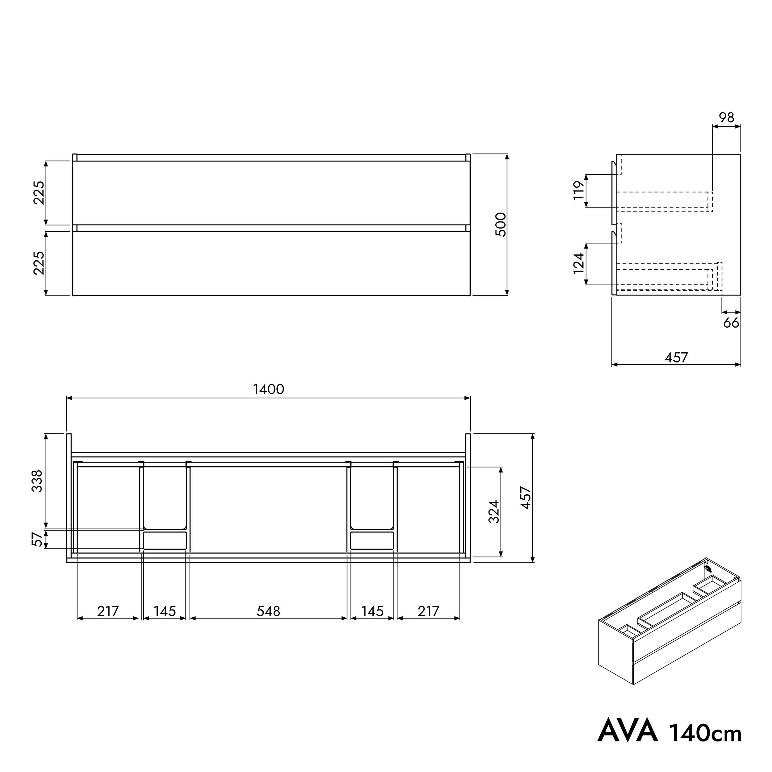 Szafka podumywalkowa AVA 140 cm