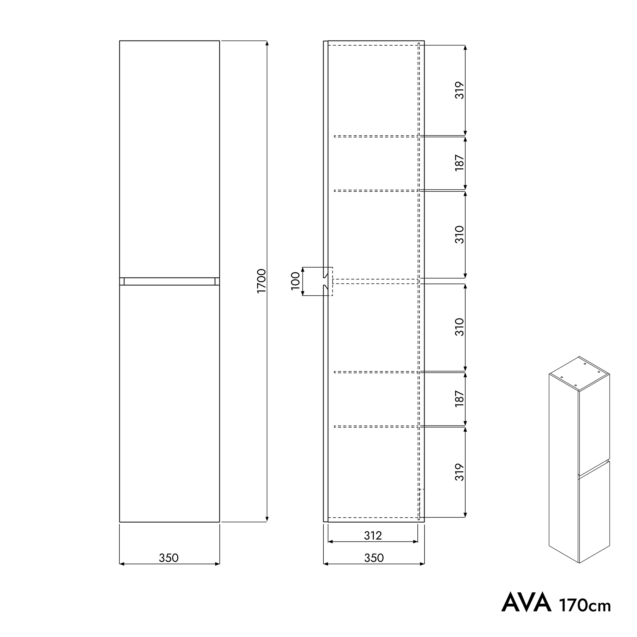 Słupek łazienkowy AVA 170 cm