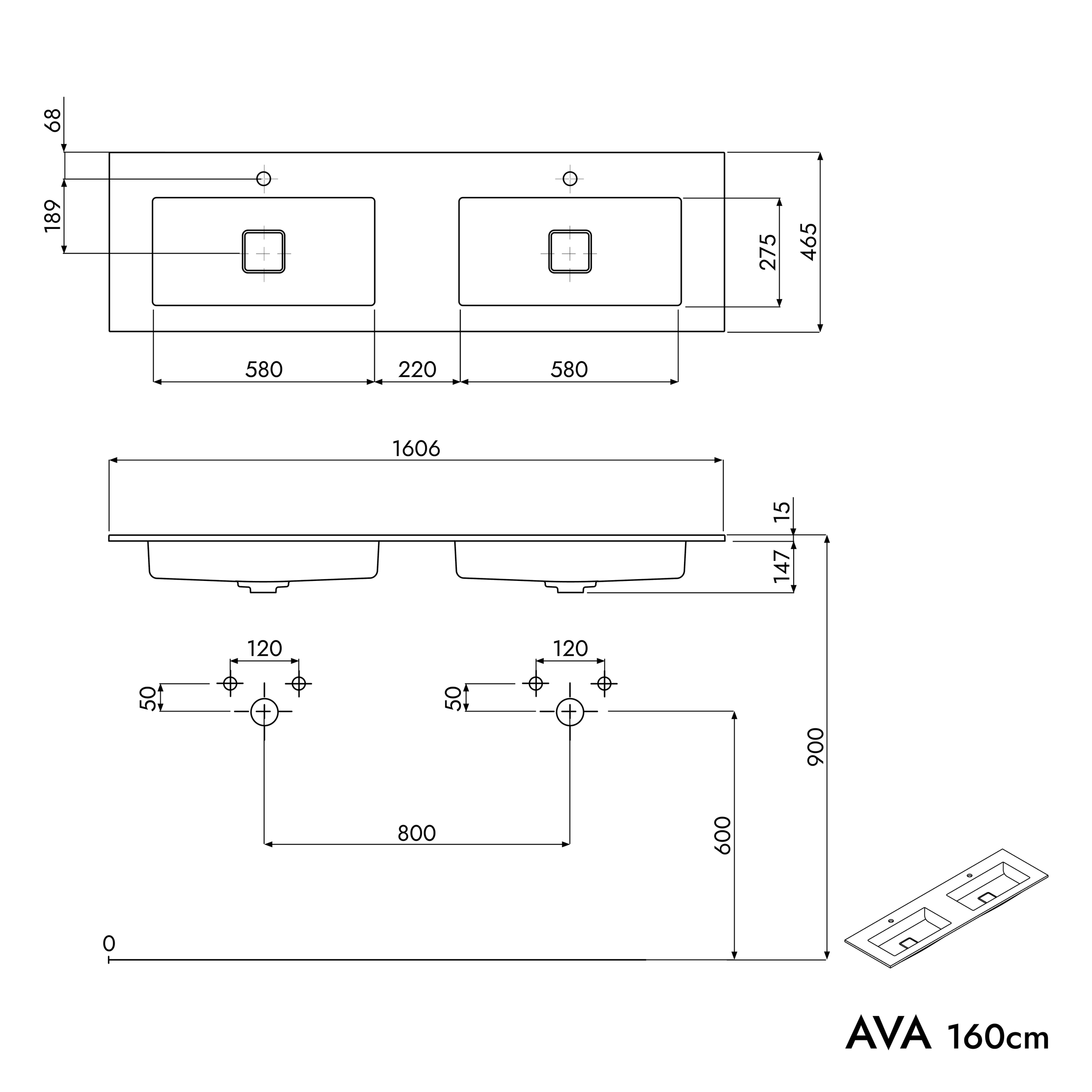 Szafka podumywalkowa AVA 160 cm