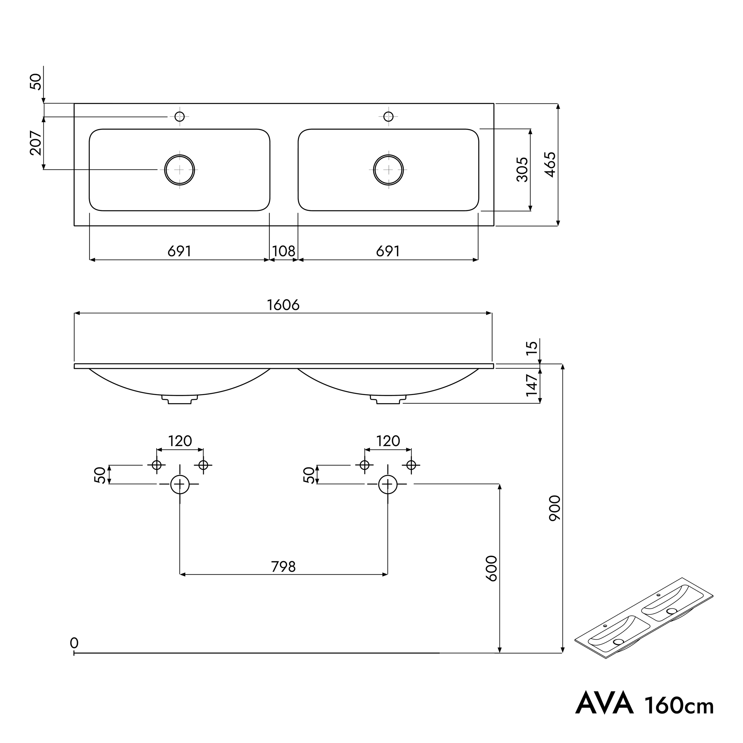 Szafka podumywalkowa AVA 160 cm