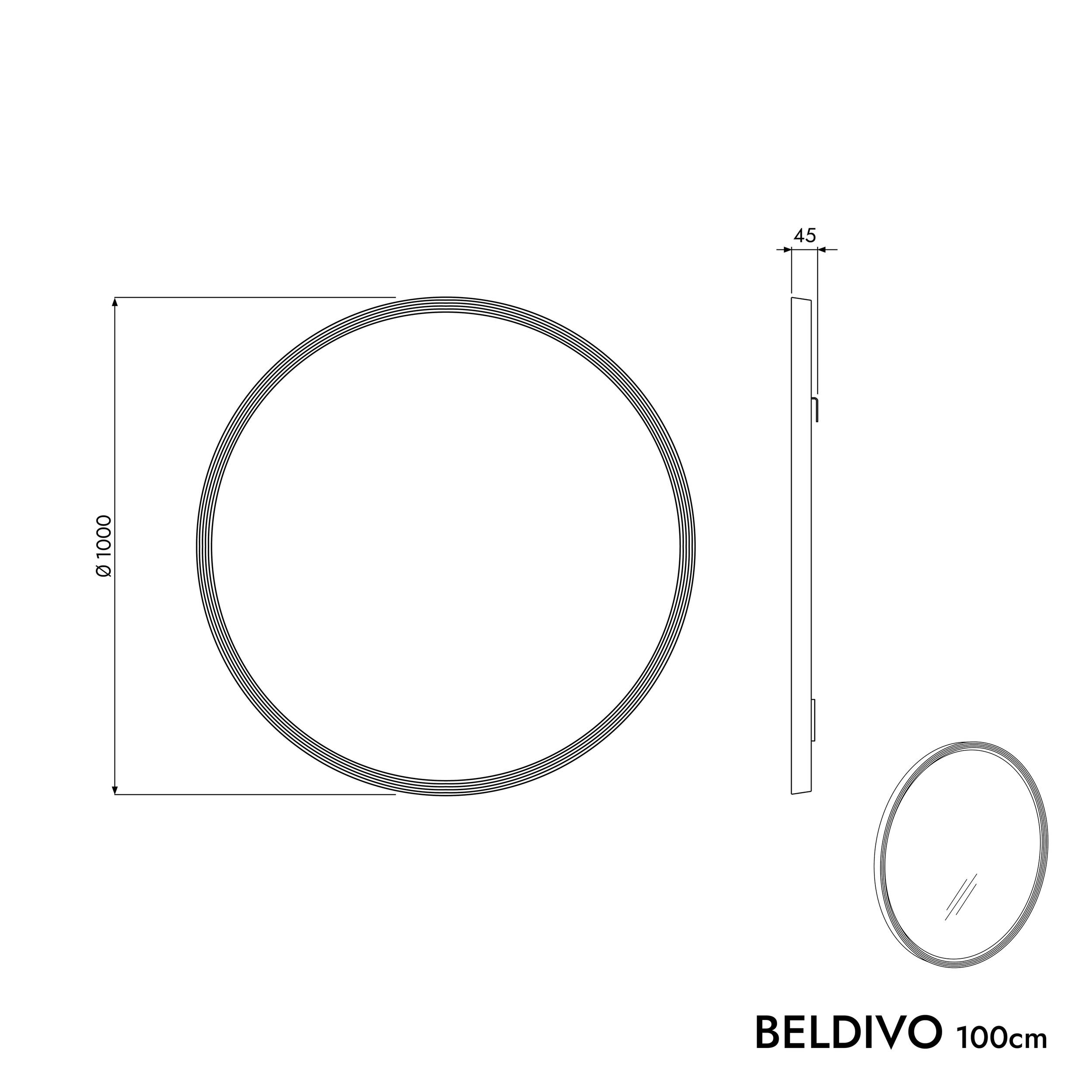Lustro łazienkowe LED BELDIVO okrągłe - 100 cm