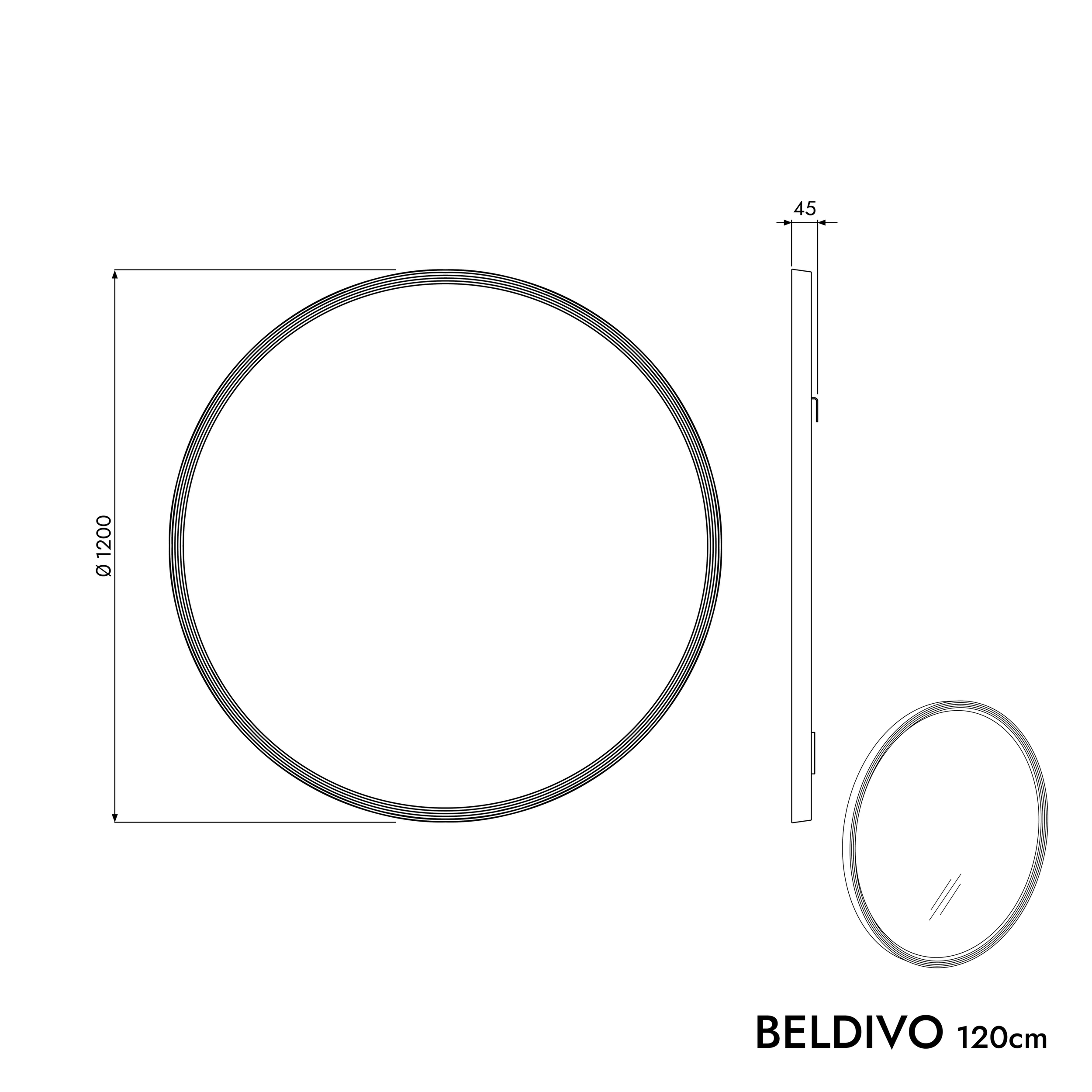 Lustro łazienkowe LED BELDIVO okrągłe - 120 cm