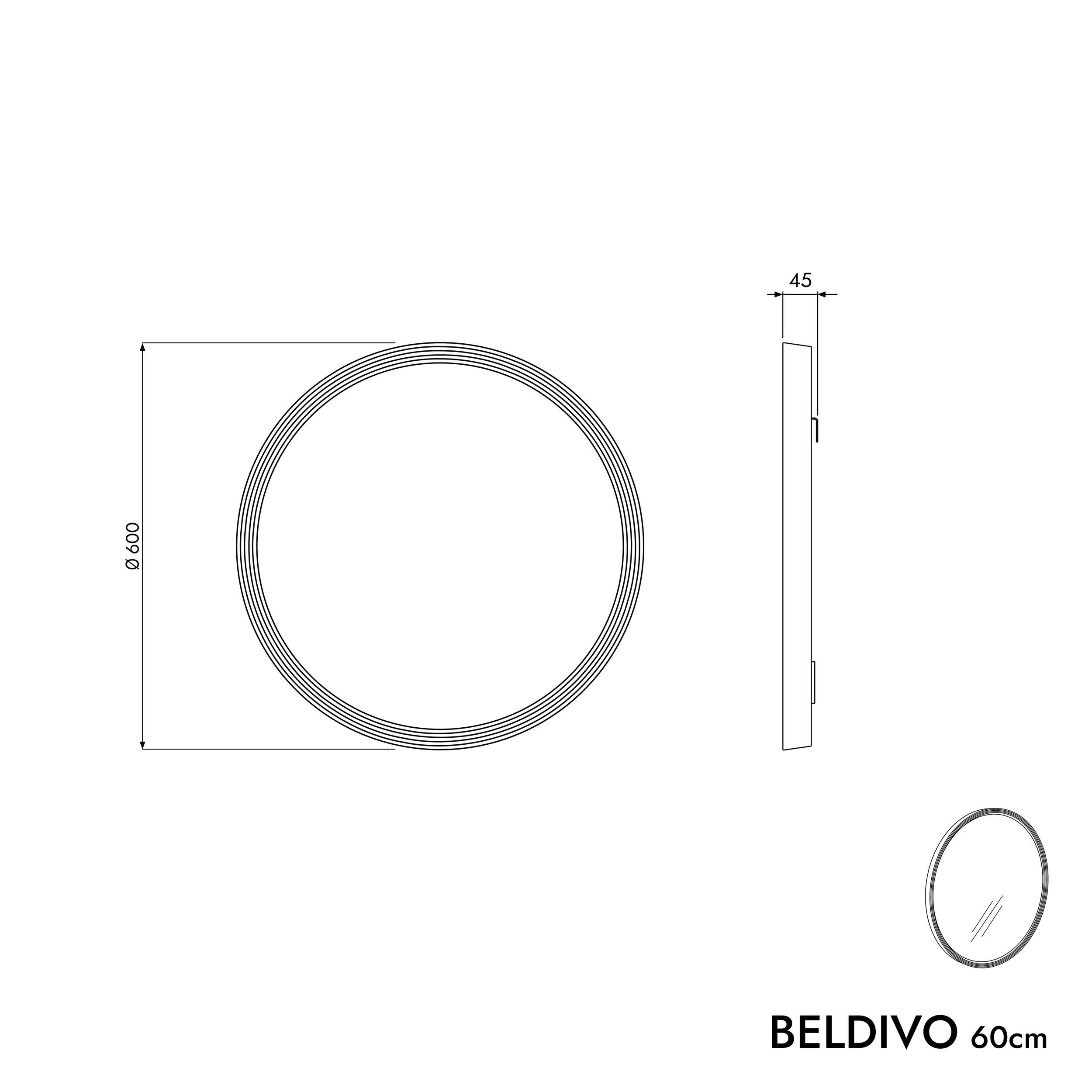Lustro łazienkowe LED BELDIVO okrągłe - 60 cm