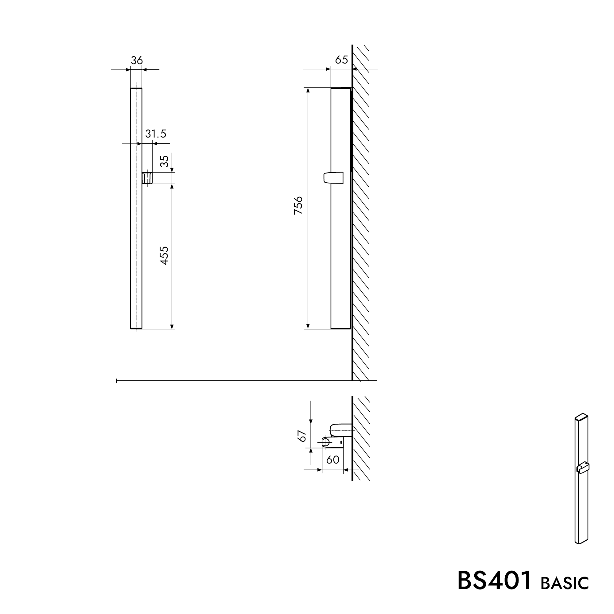 Szyna prysznicowa BS401 BASIC