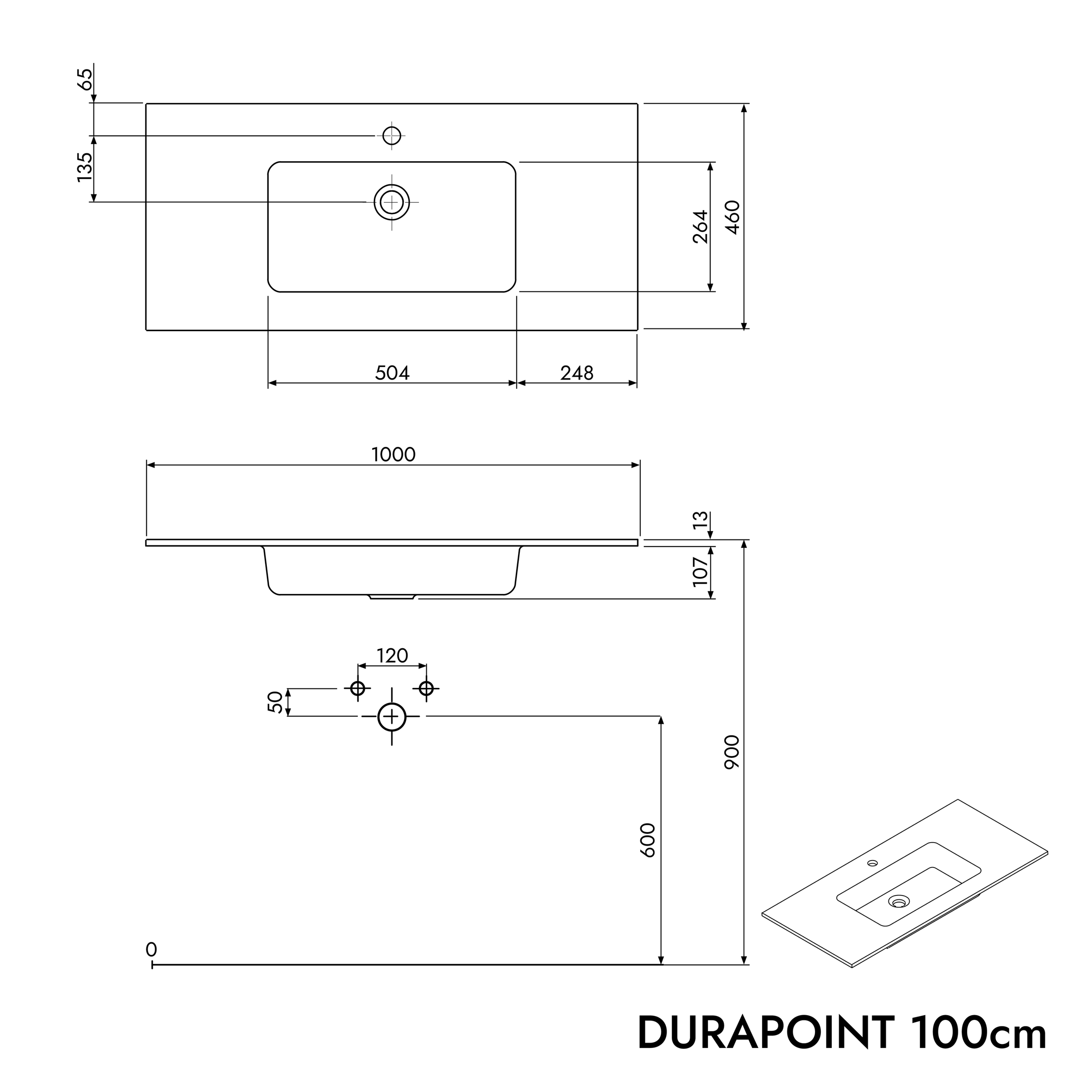 Umywalka Duravit z szafką pod umywalkę TIM 100 cm