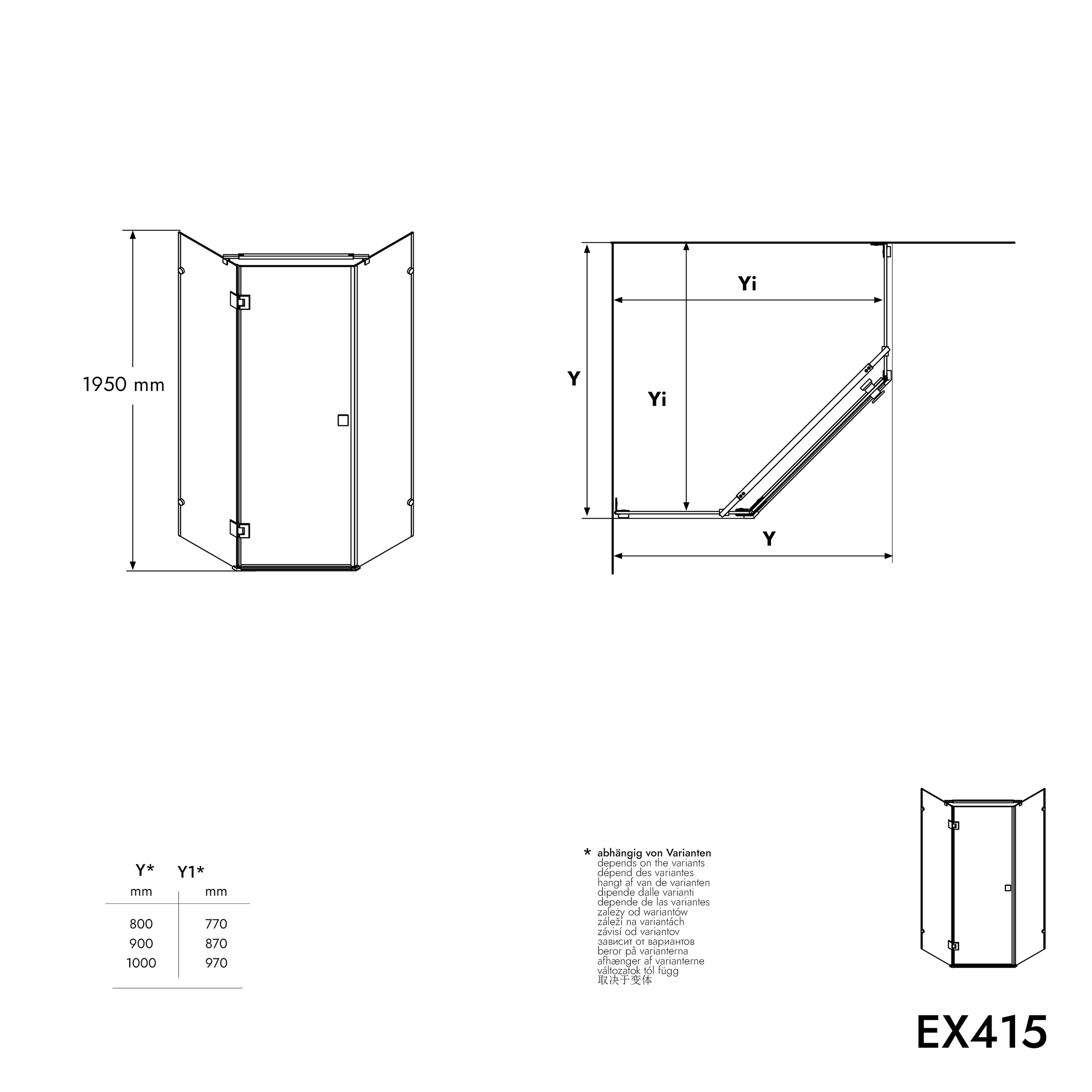 Kabina prysznicowa narożna EX415 z brodzikiem - szkło NANO - 90x90x195 cm 