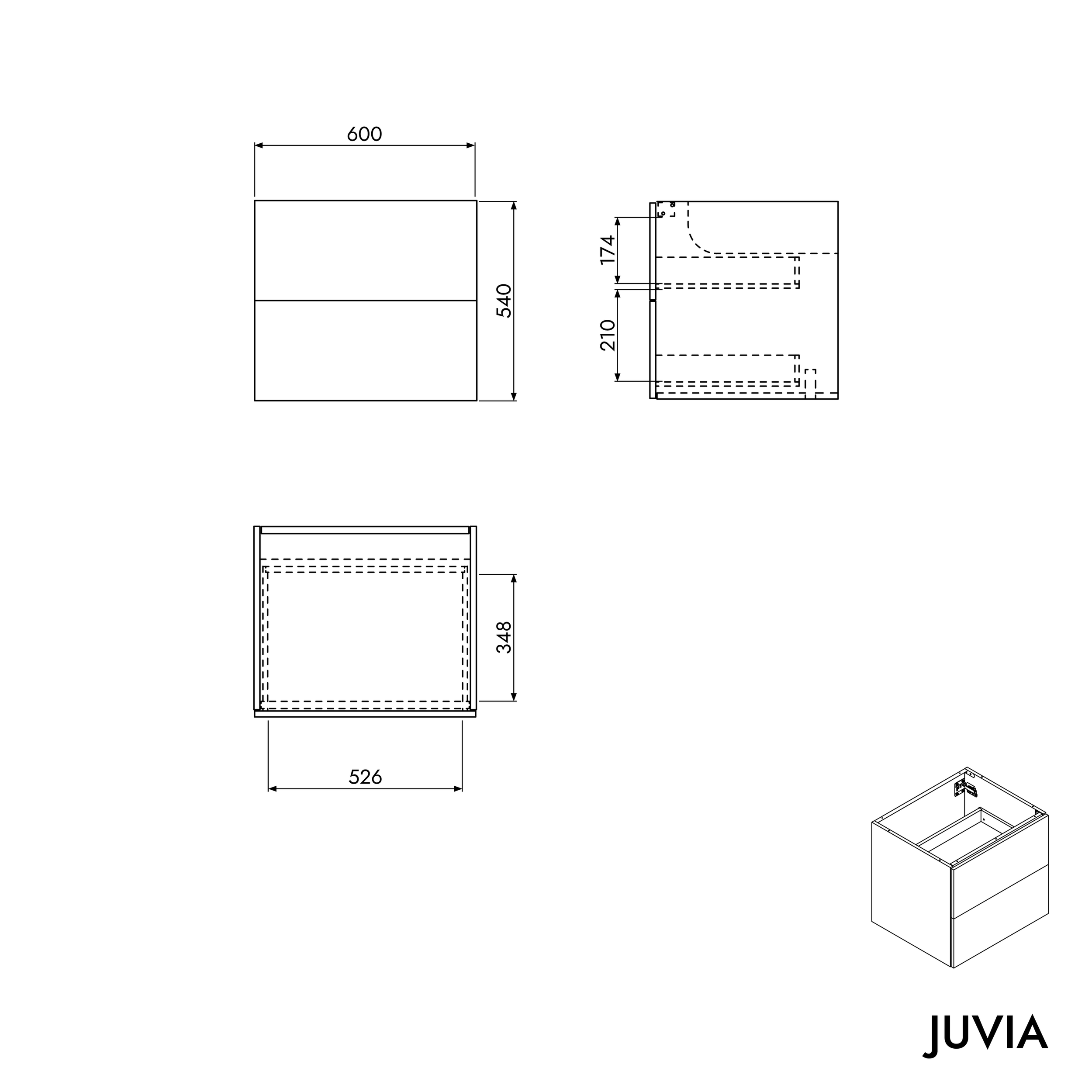 Szafka pod umywalkę JUVIA Shift od 120 do 160 cm
