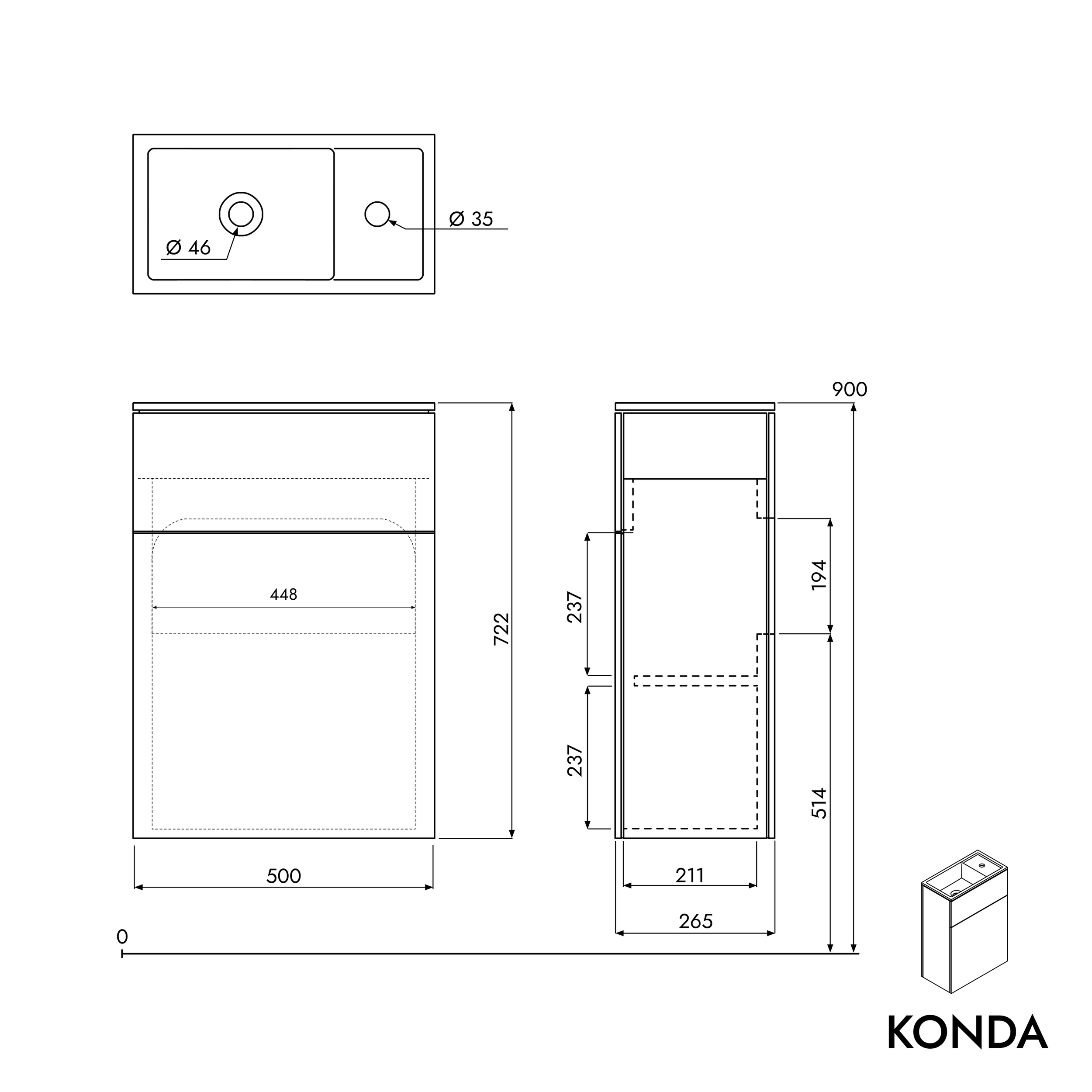 Szafka podumywalkowa KONDA 50 cm 