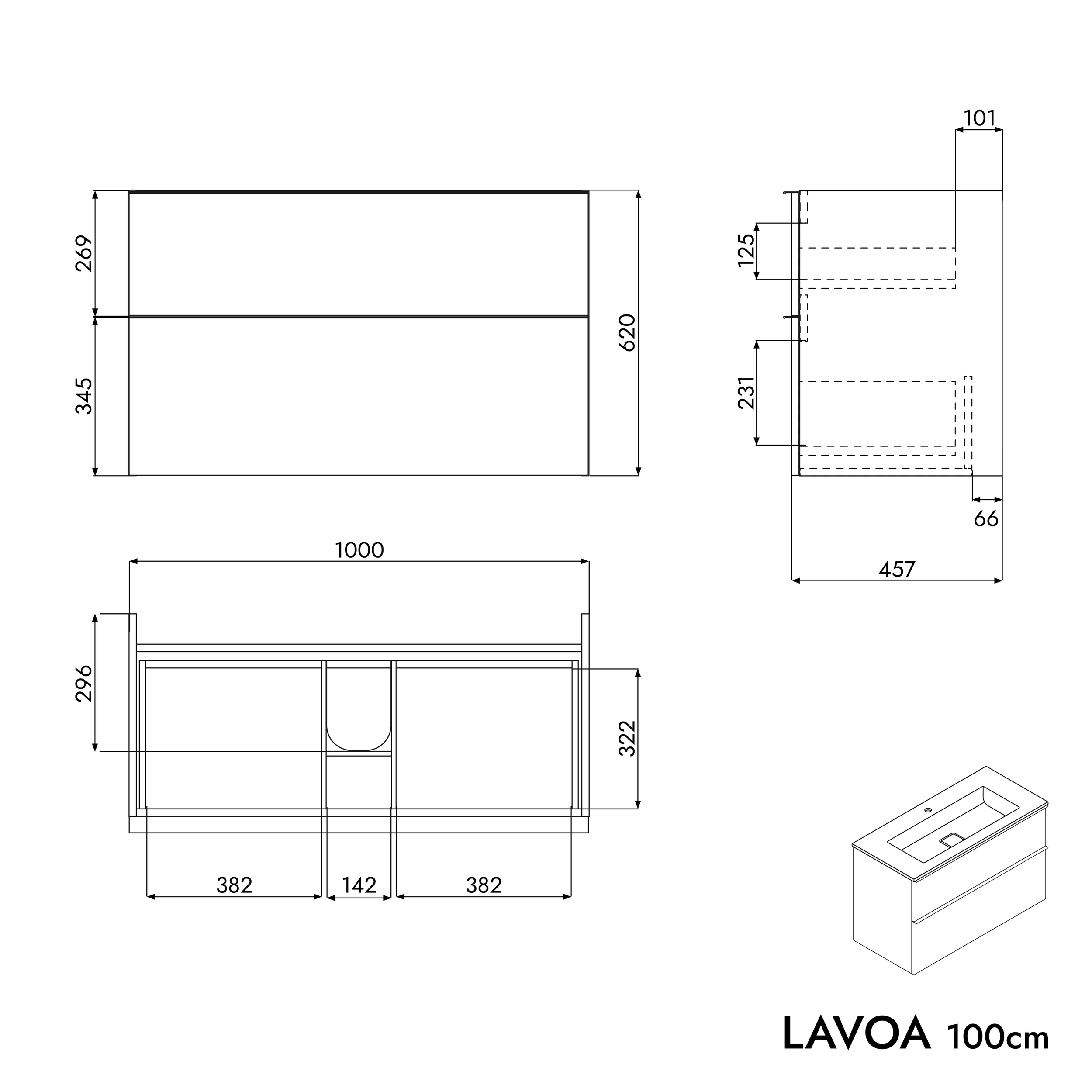 Szafka podumywalkowa LAVOA 100 cm