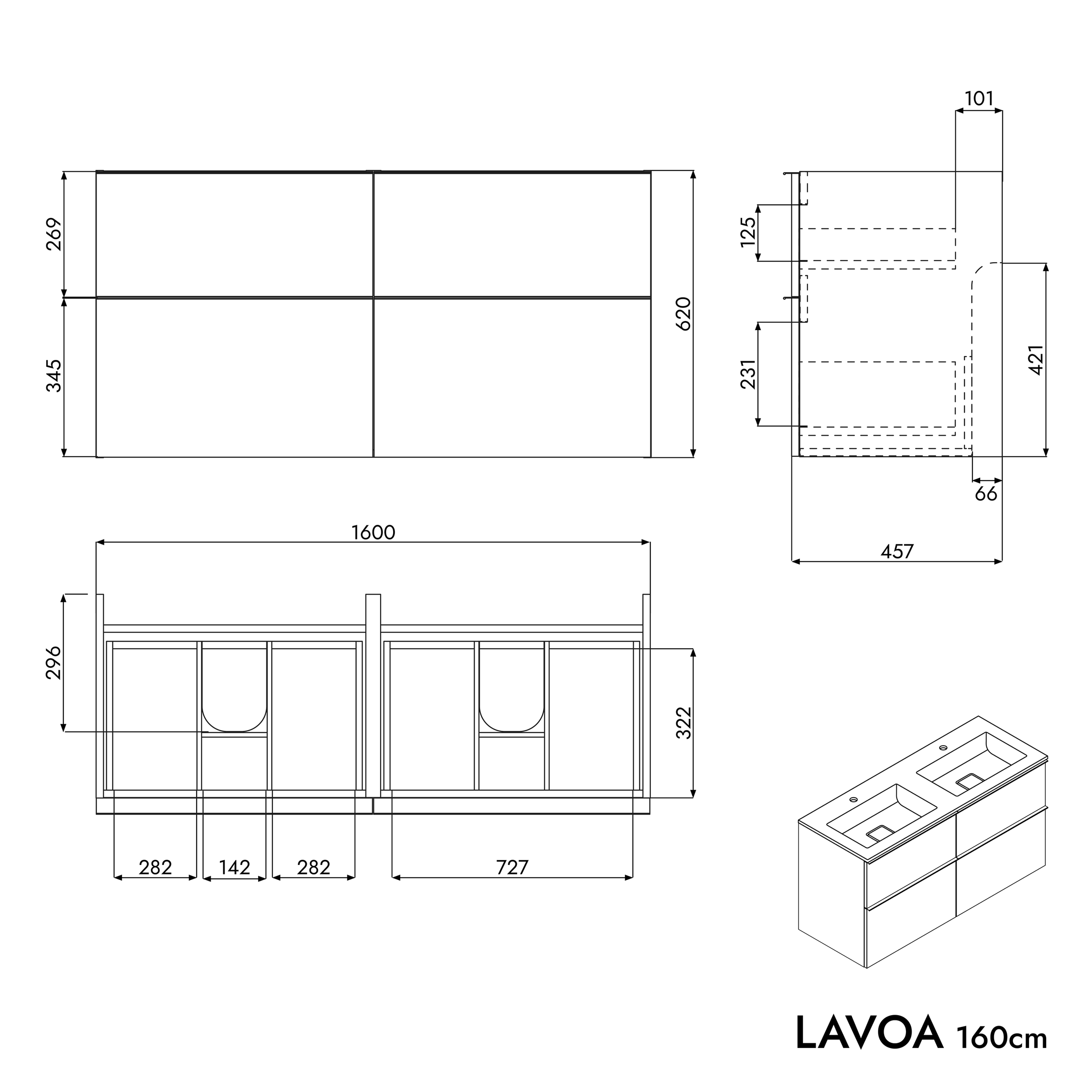 Szafka podumywalkowa LAVOA 160 cm