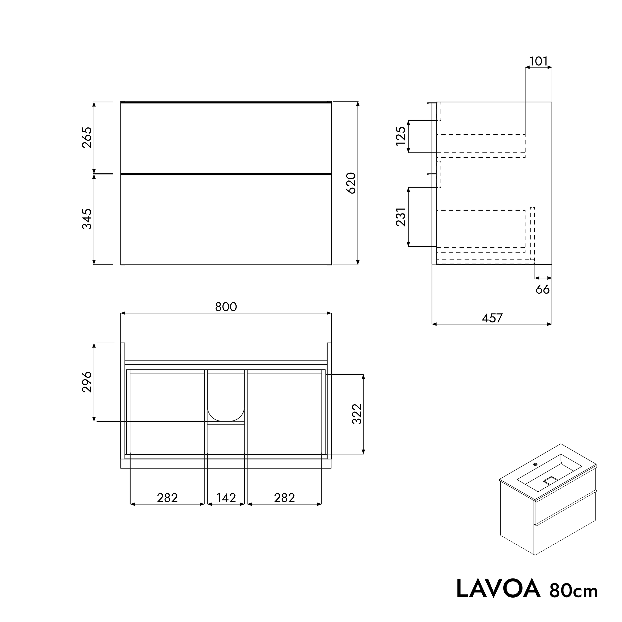 Szafka podumywalkowa LAVOA 80 cm