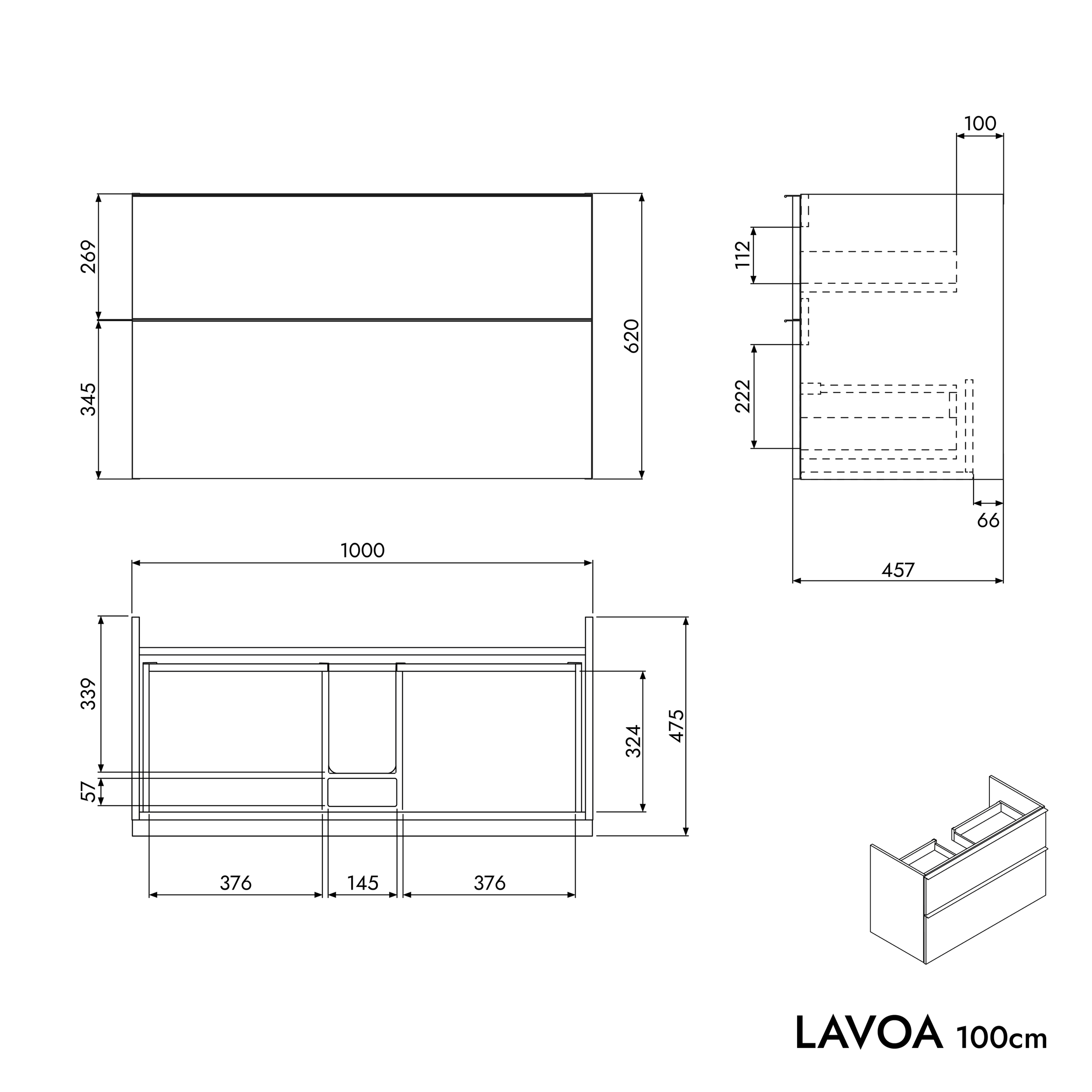 Szafka podumywalkowa LAVOA 100 cm