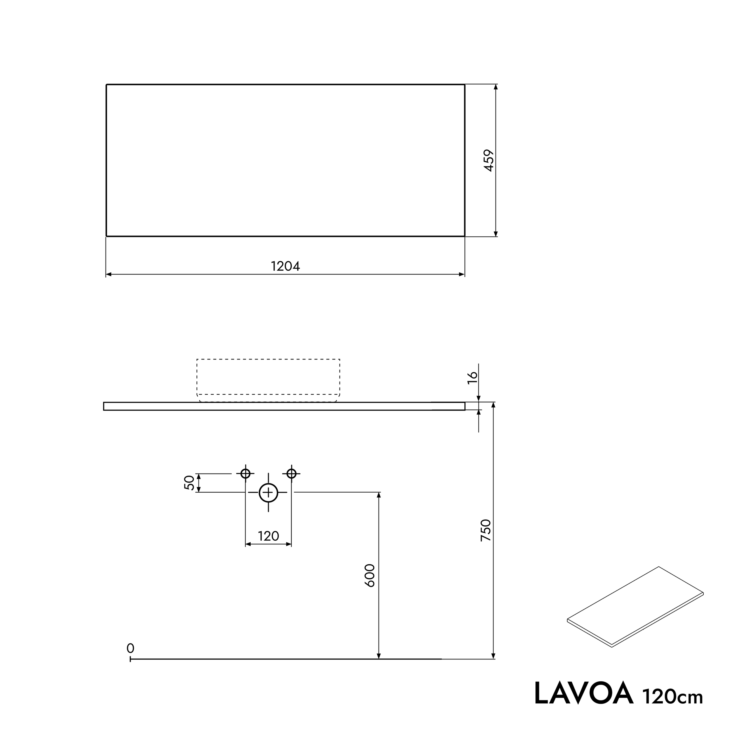 Szafka pod umywalkę nablatową LAVOA 120 cm