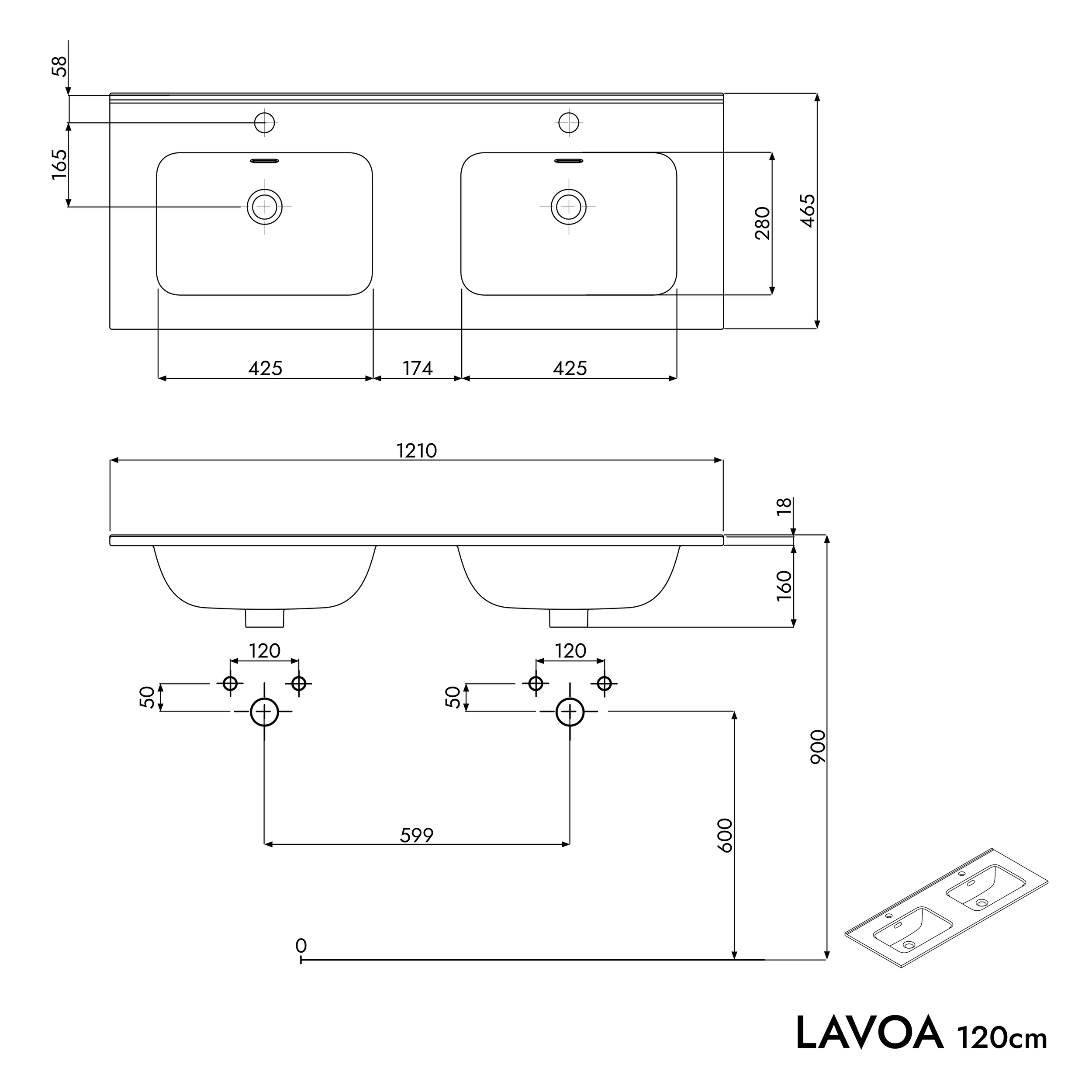 Szafka podumywalkowa LAVOA 120 cm