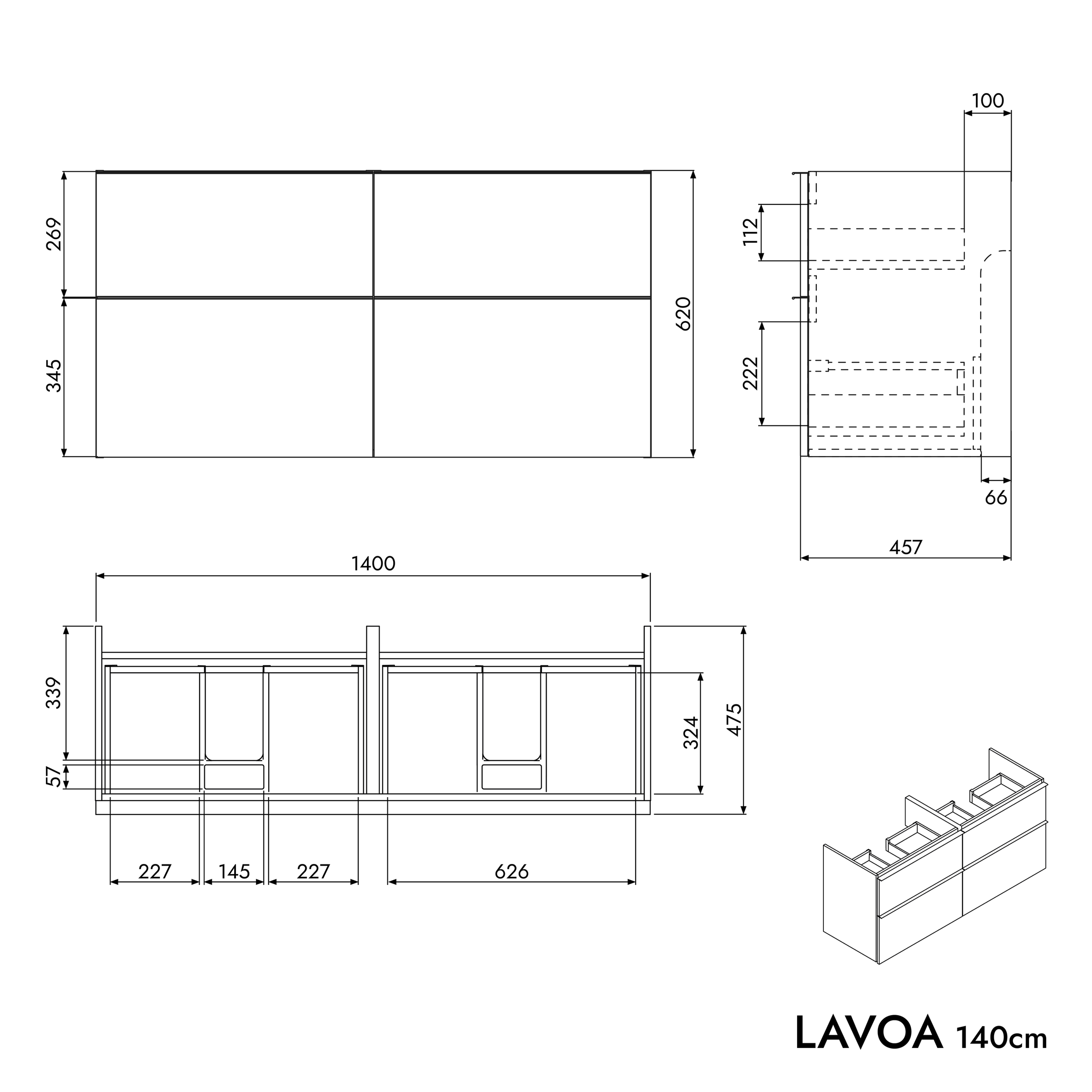 Szafka podumywalkowa LAVOA 140 cm