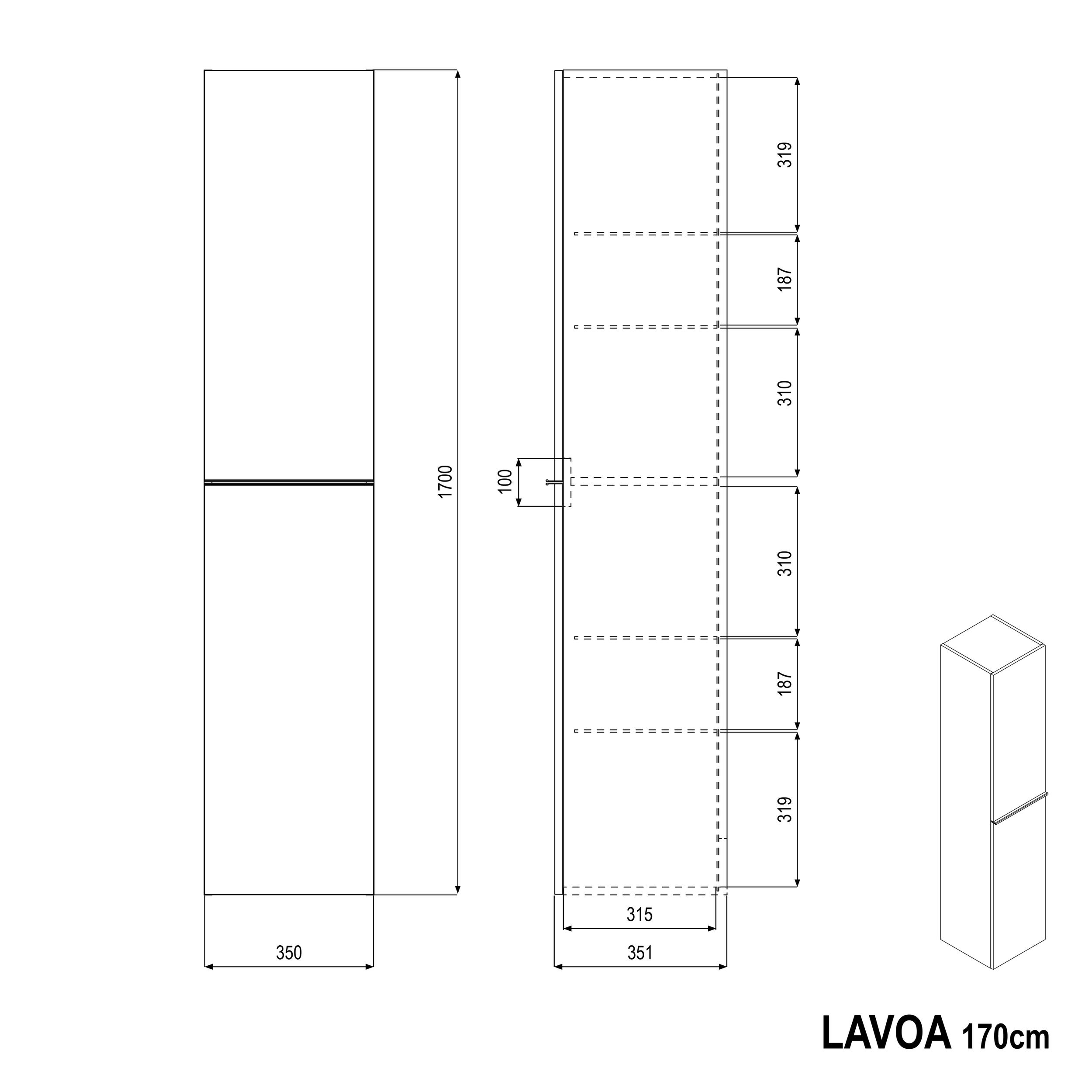 Szafka wysoka LAVOA 170 cm