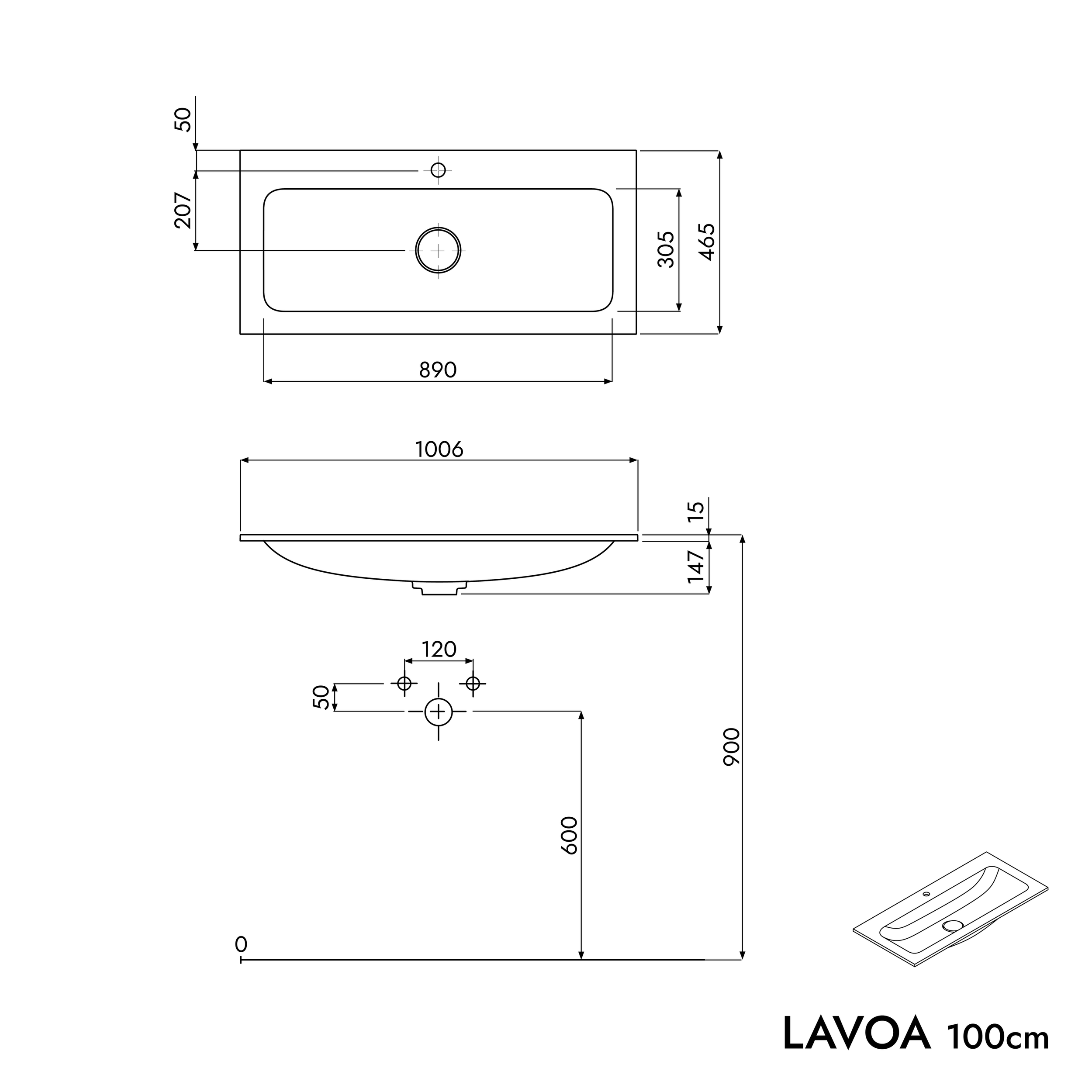 Szafka podumywalkowa LAVOA 100 cm