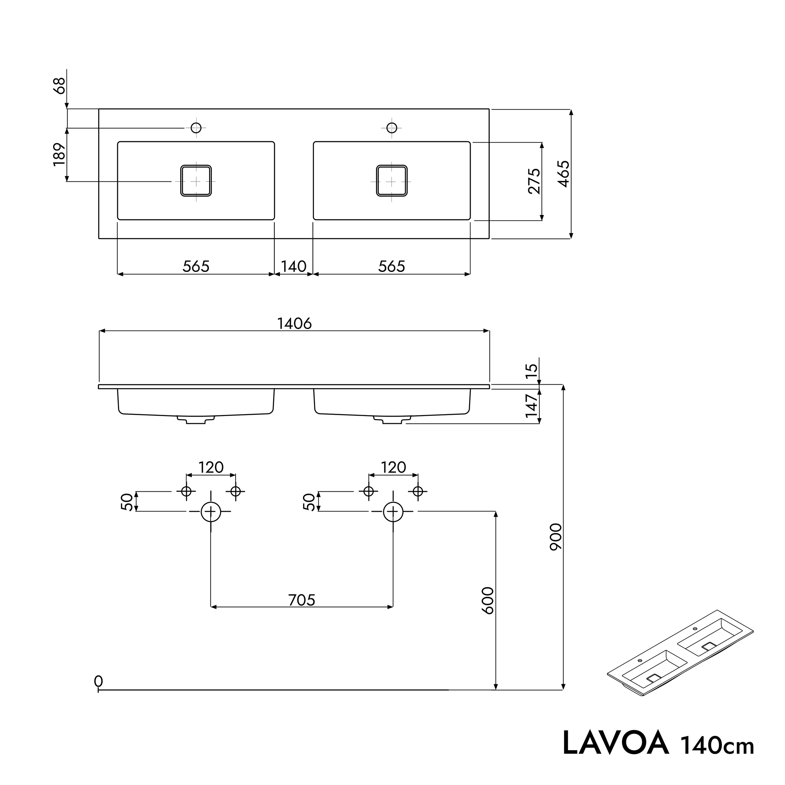 Szafka podumywalkowa LAVOA 140 cm