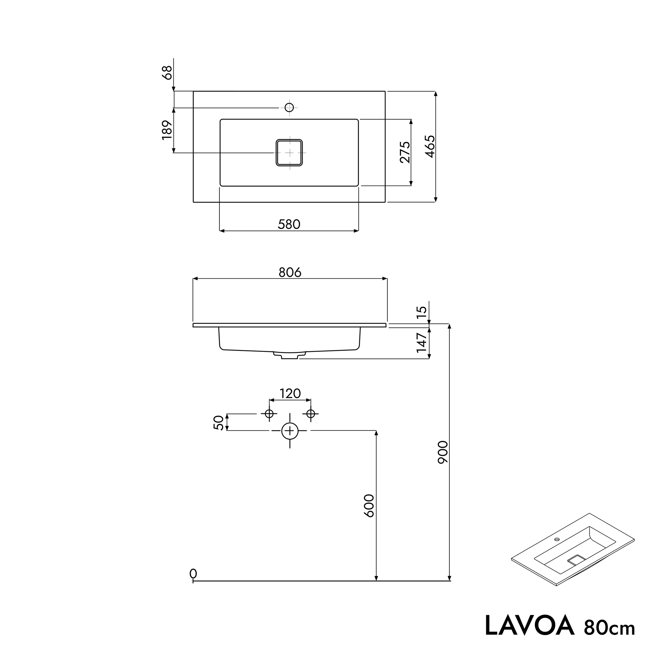 Szafka podumywalkowa LAVOA 80 cm