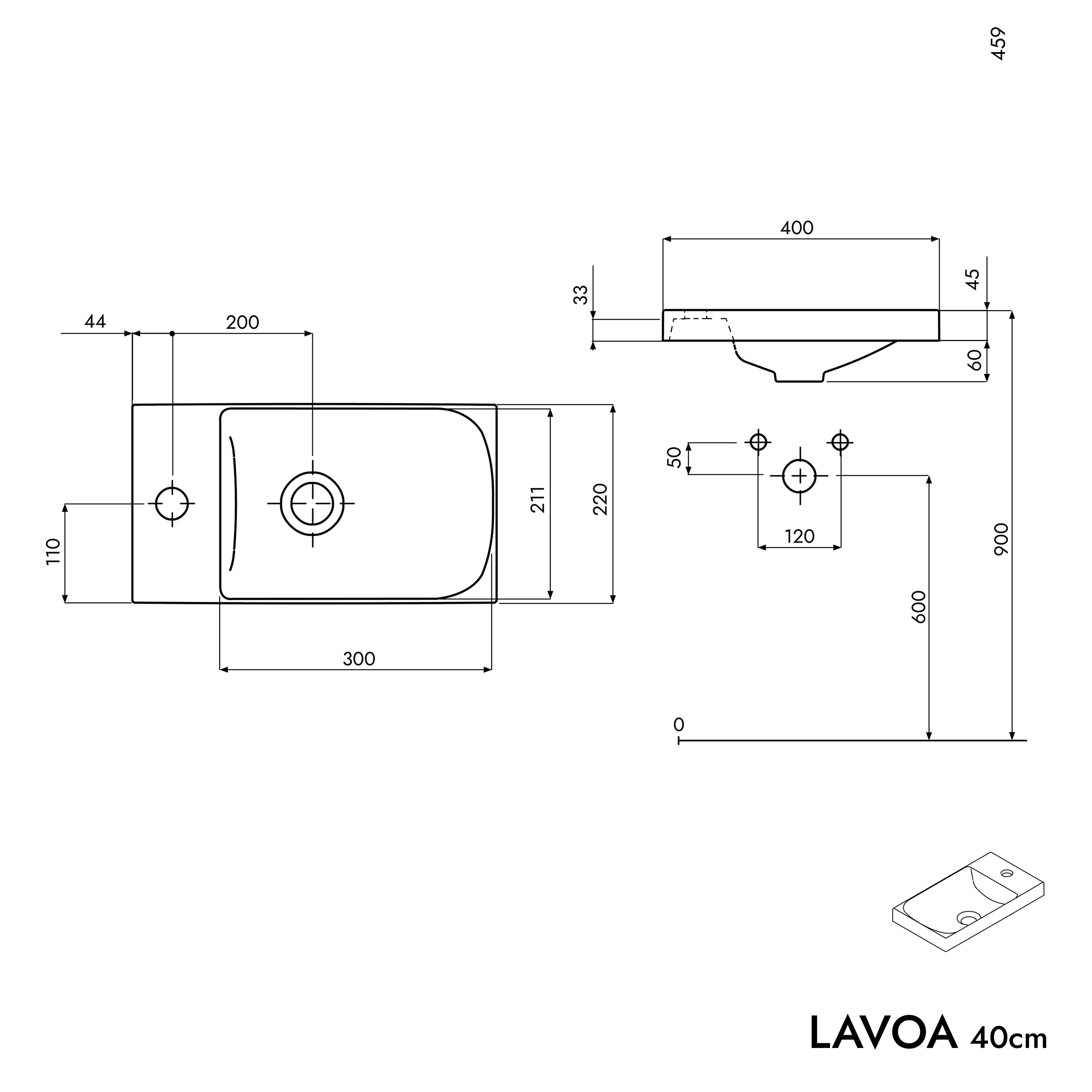 Szafka pod umywalkę LAVOA 40 cm