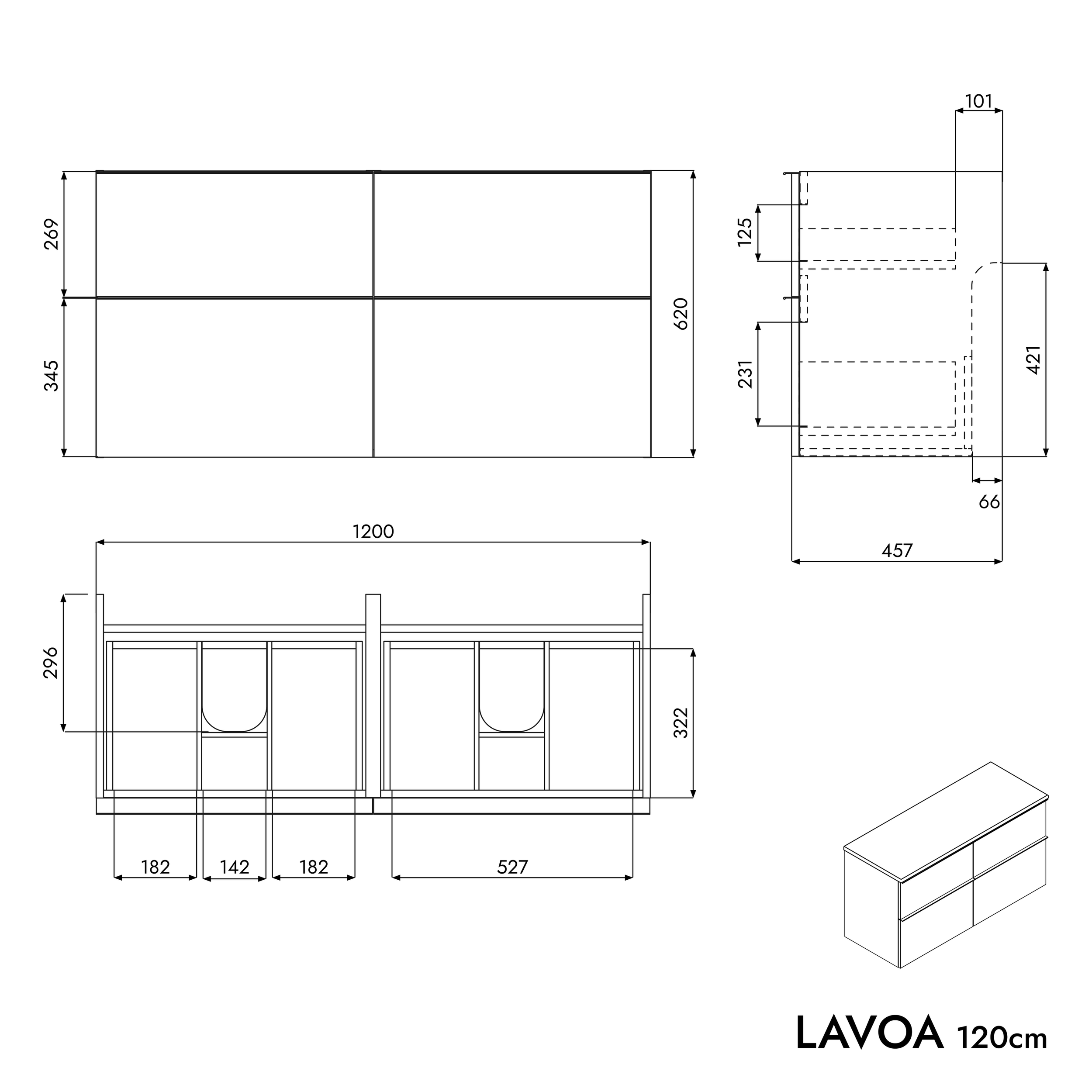 Szafka pod umywalkę nablatową LAVOA 120 cm