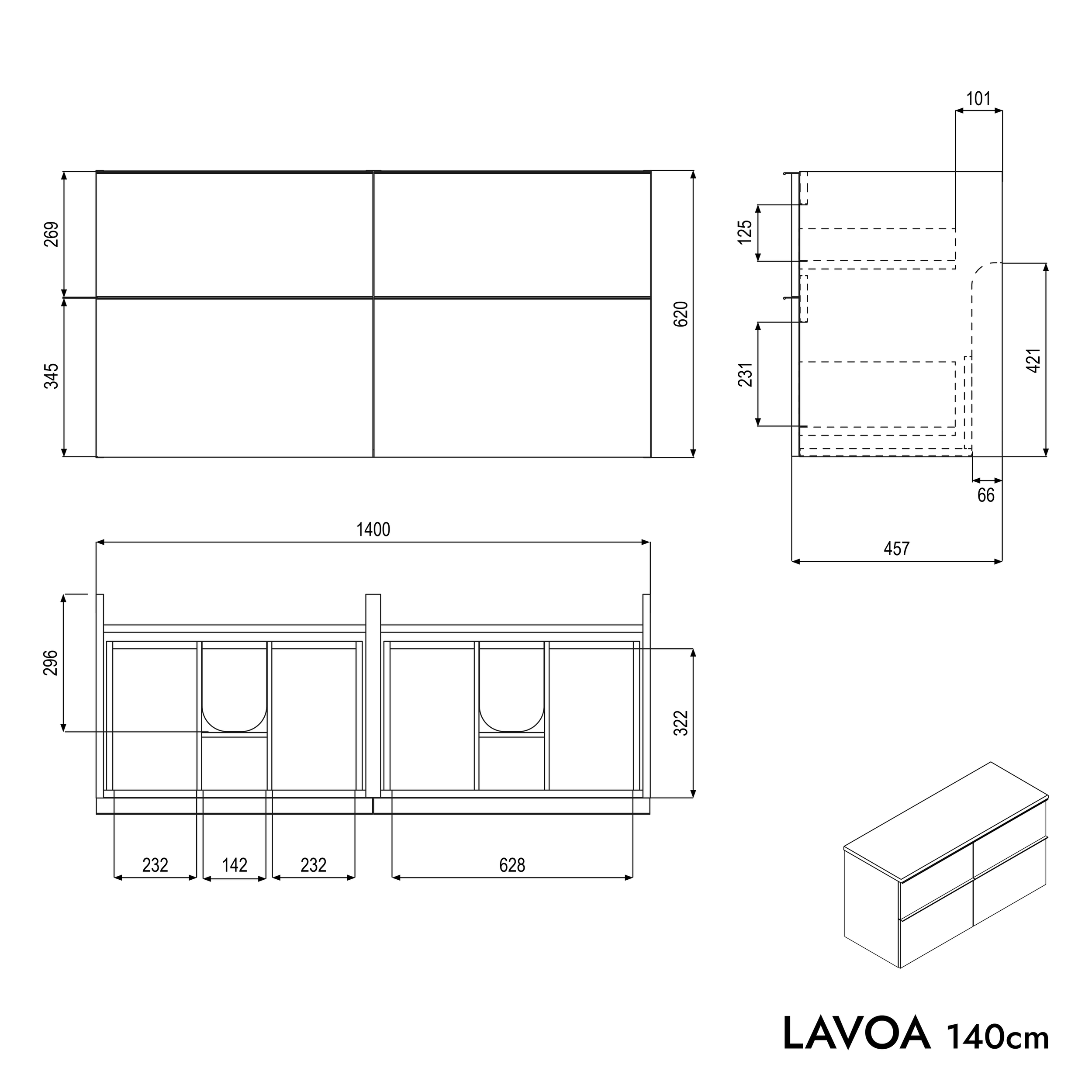 Szafka podumywalkowa LAVOA 140 cm