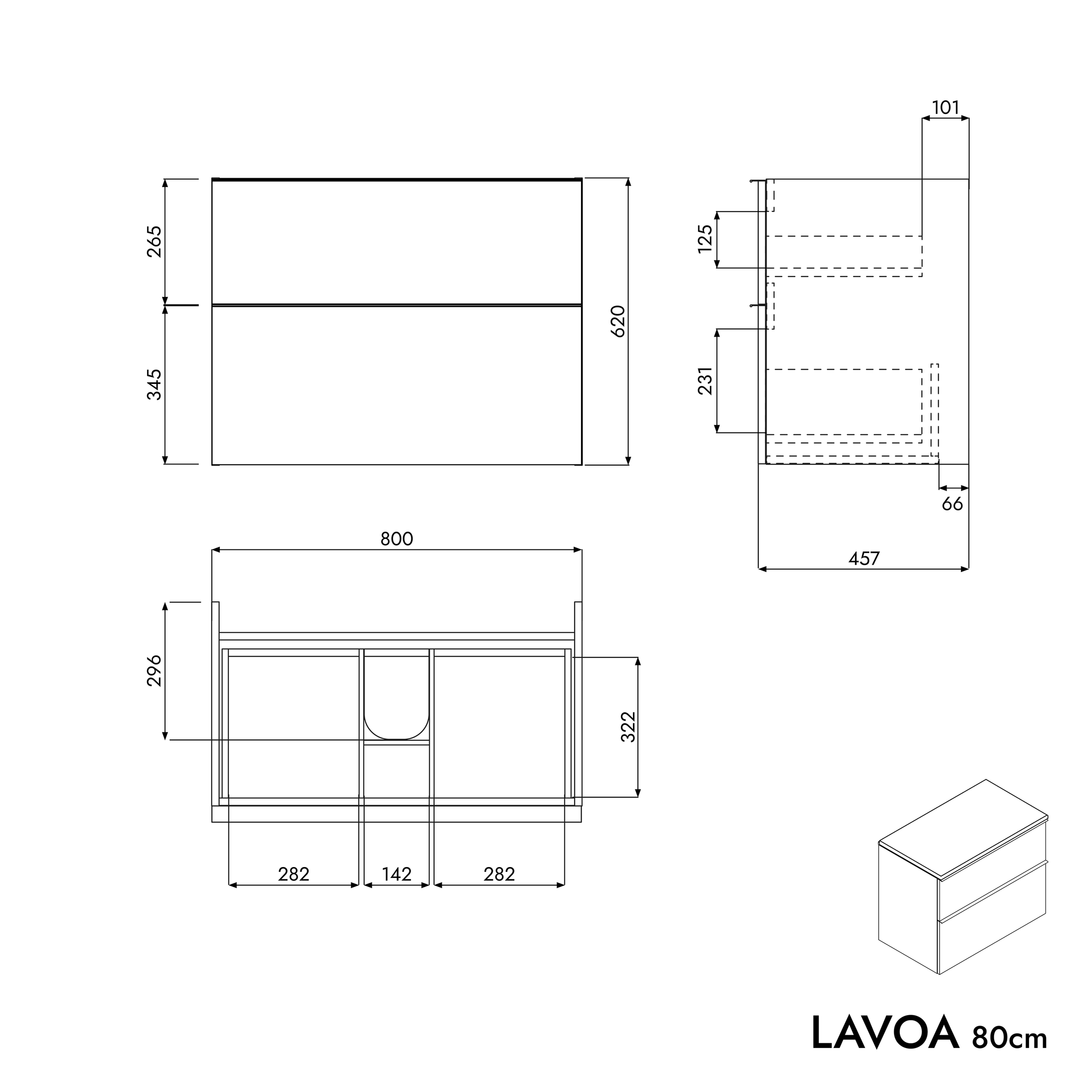 Meble łazienkowe szafka pod umywalkę nablatową LAVOA 80 cm
