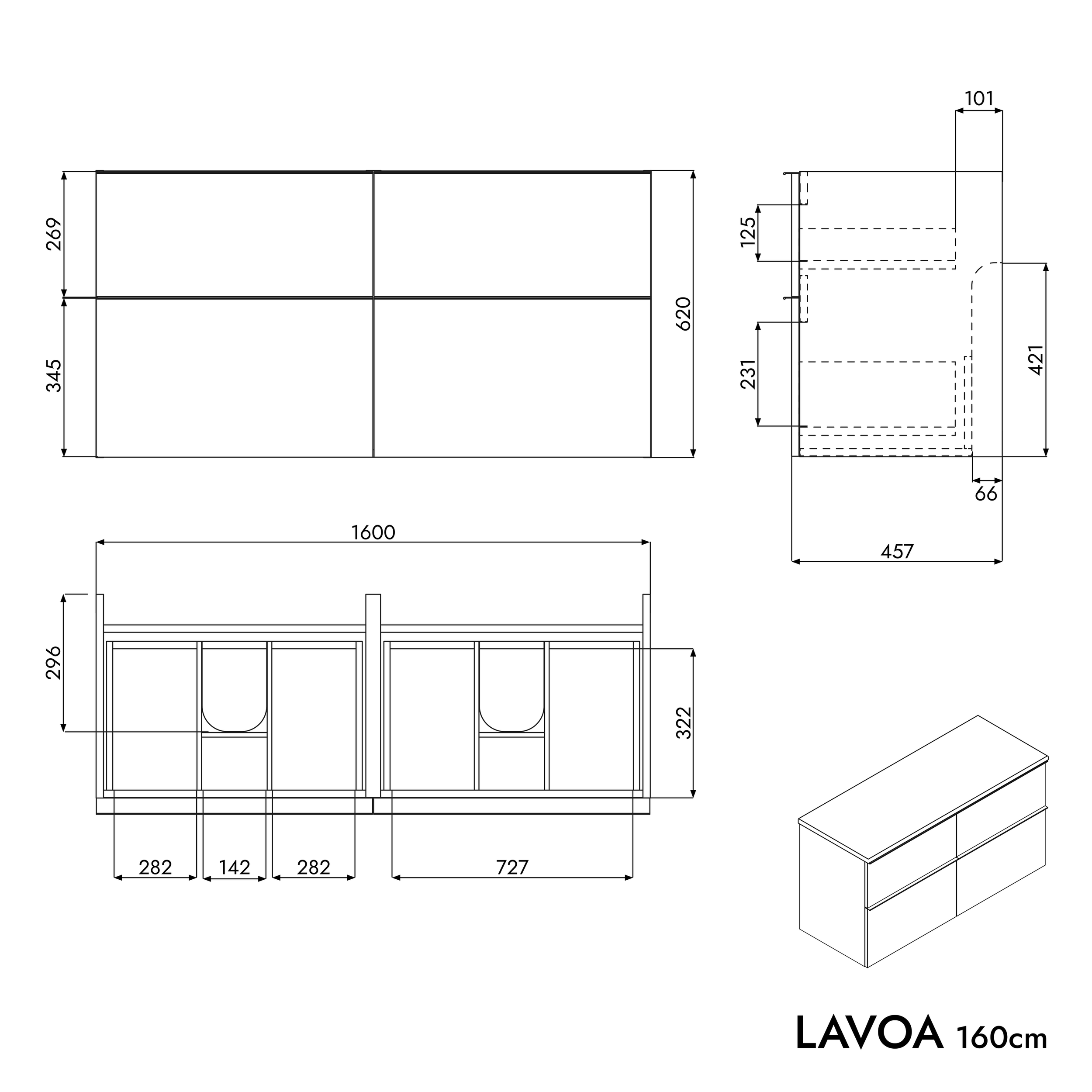 Szafka pod umywalkę nablatową LAVOA 160 cm