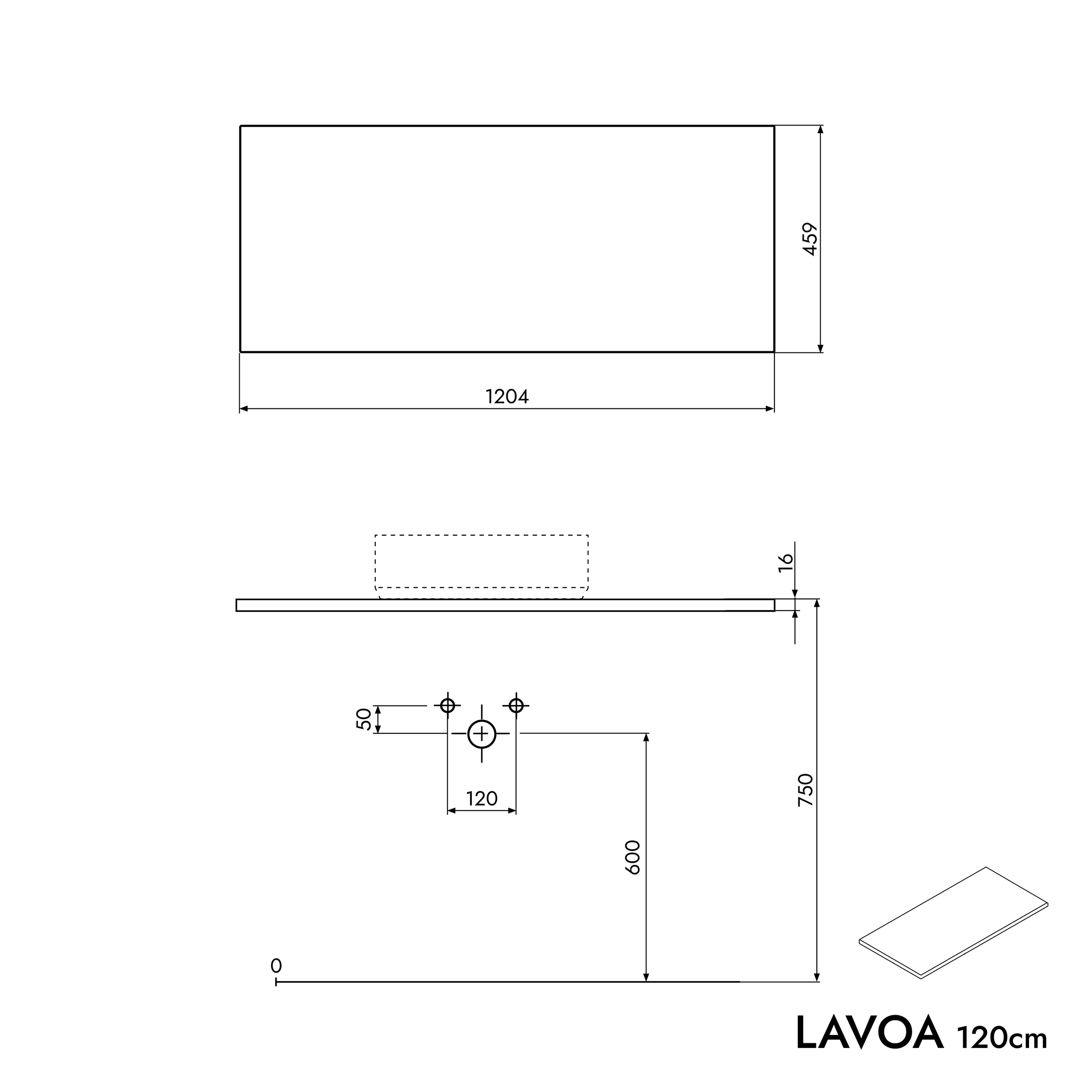 Szafka pod umywalkę nablatową LAVOA 120 cm