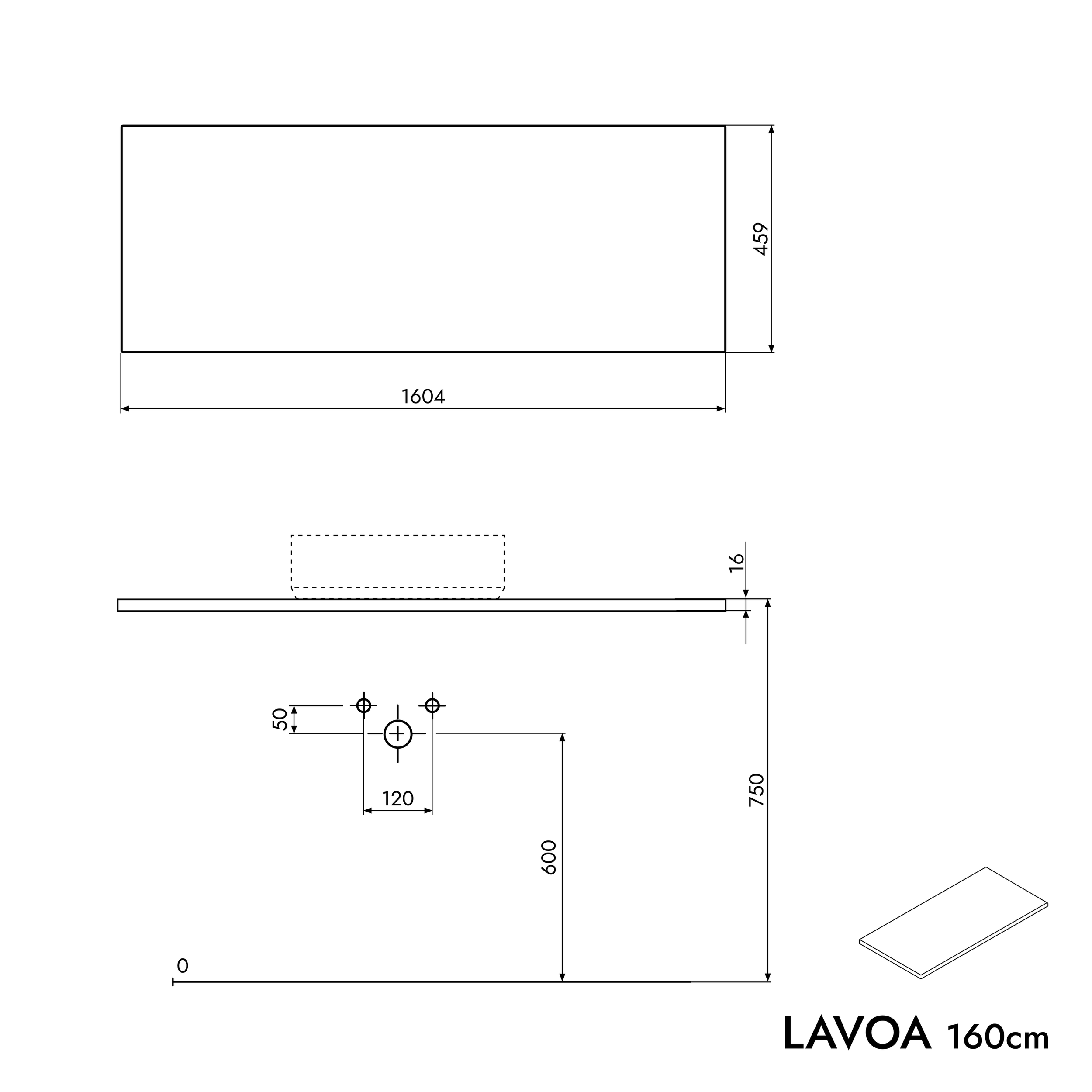 Szafka pod umywalkę nablatową LAVOA 160 cm