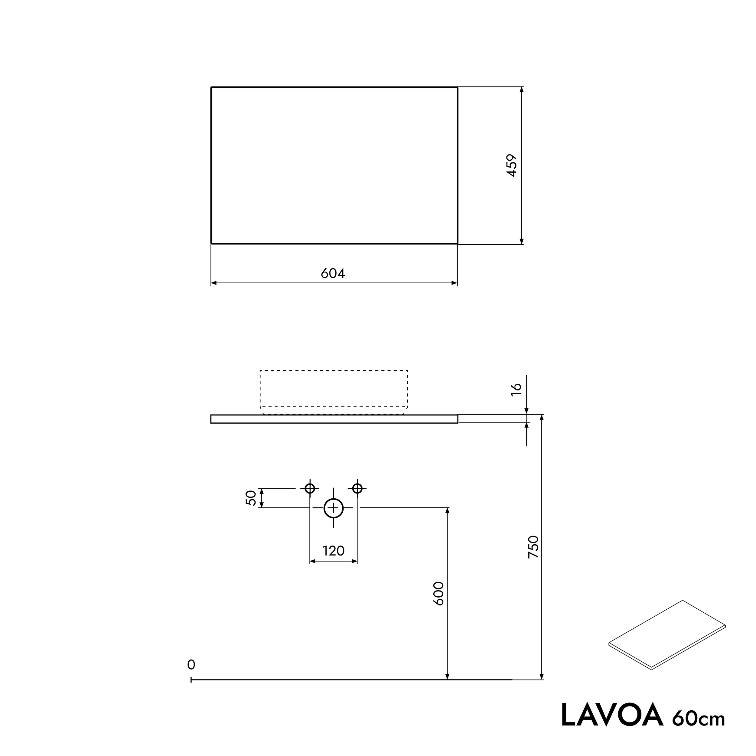 Meble łazienkowe szafka pod umywalkę nablatową LAVOA 60 cm