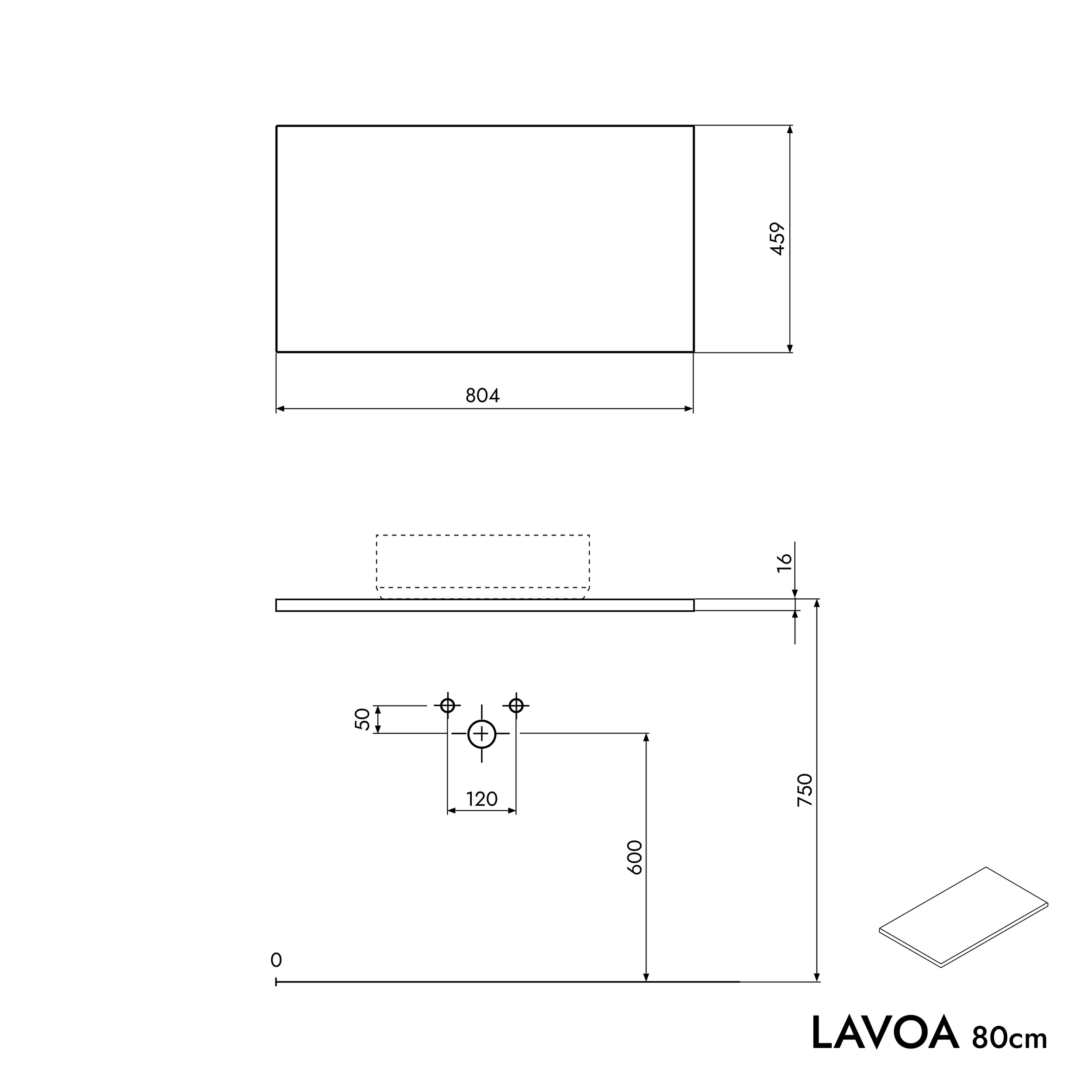 Meble łazienkowe szafka pod umywalkę nablatową LAVOA 80 cm