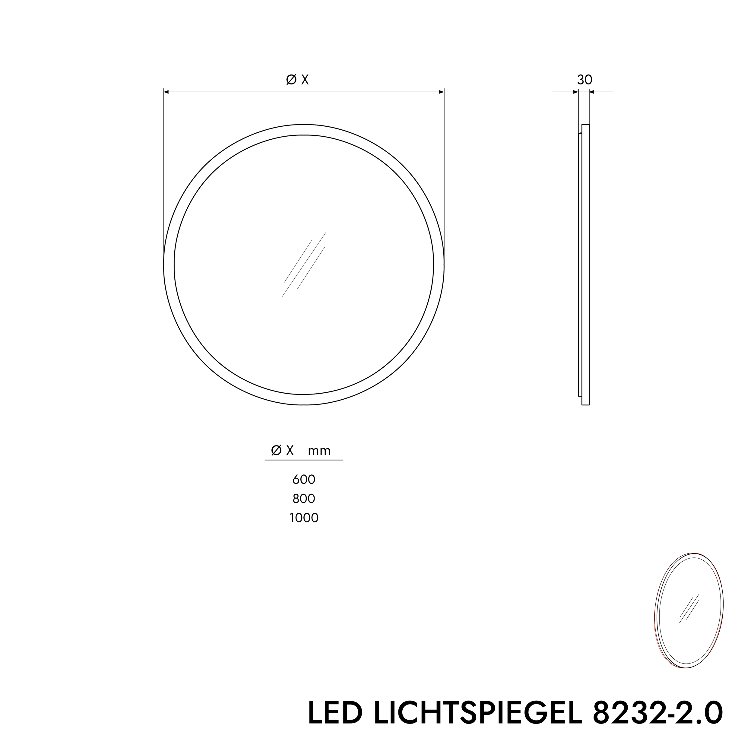 Lustro podświetlane LED 8232 - 2.0 okrągłe