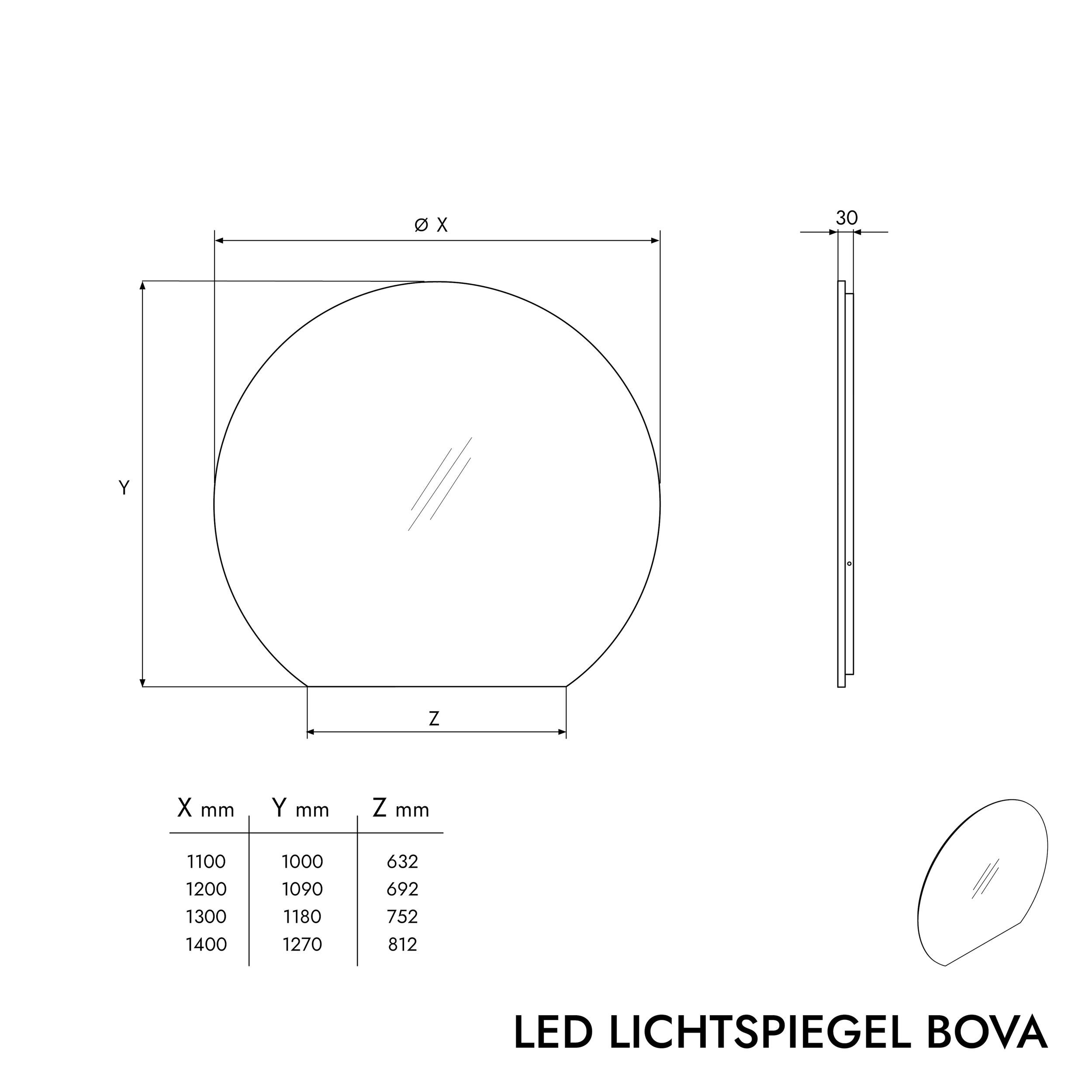 Lustro łazienkowe okrągłe BOVA 2.0 z podgrzewaniem