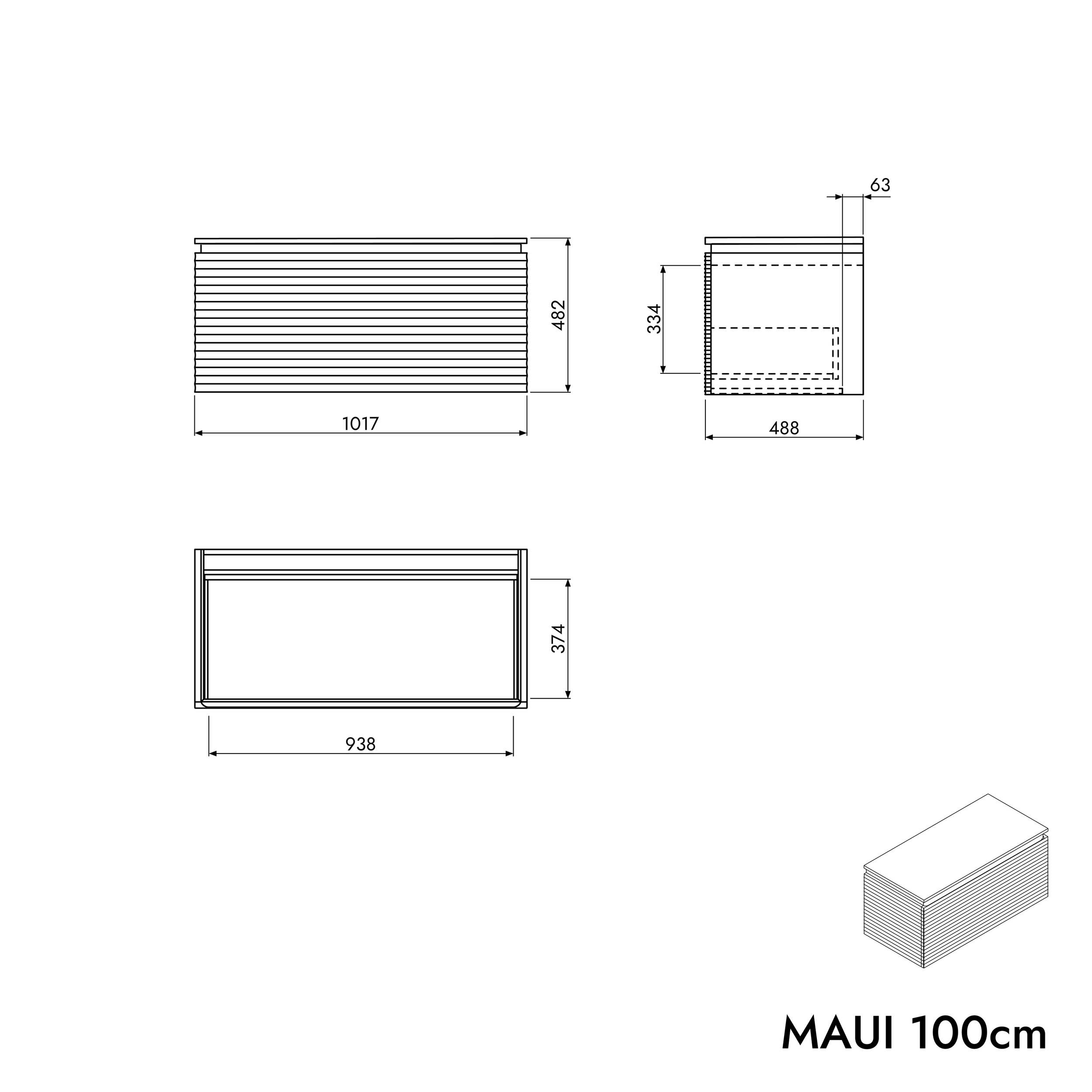 Szafka pod umywalkę MAUI 100 cm