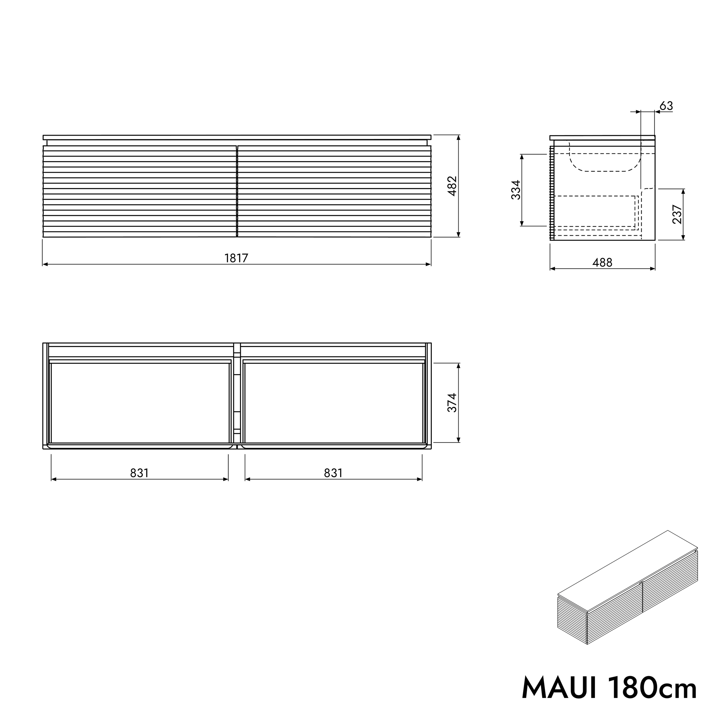 Szafka pod umywalkę MAUI 180 cm