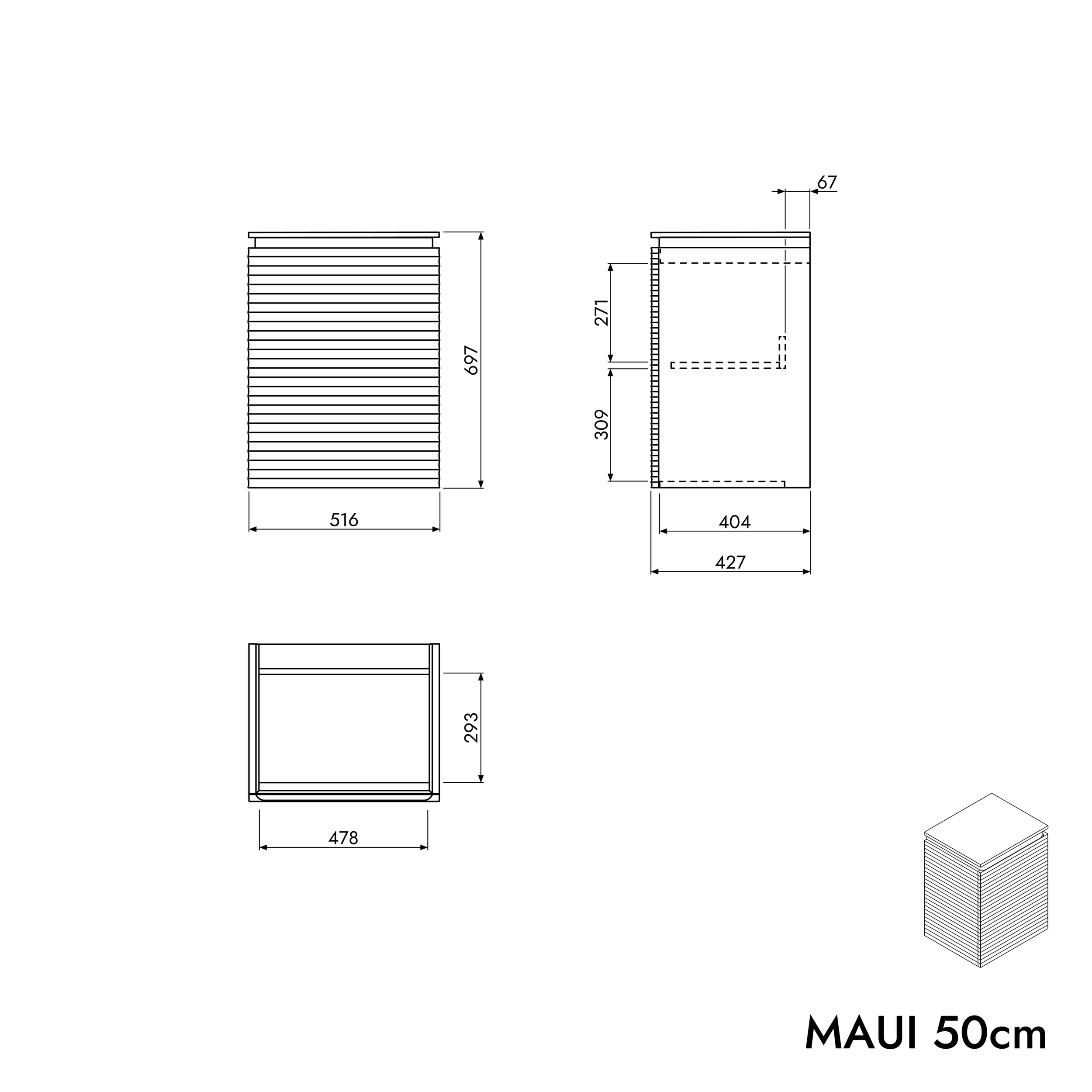 Szafka pod umywalkę MAUI 50 cm