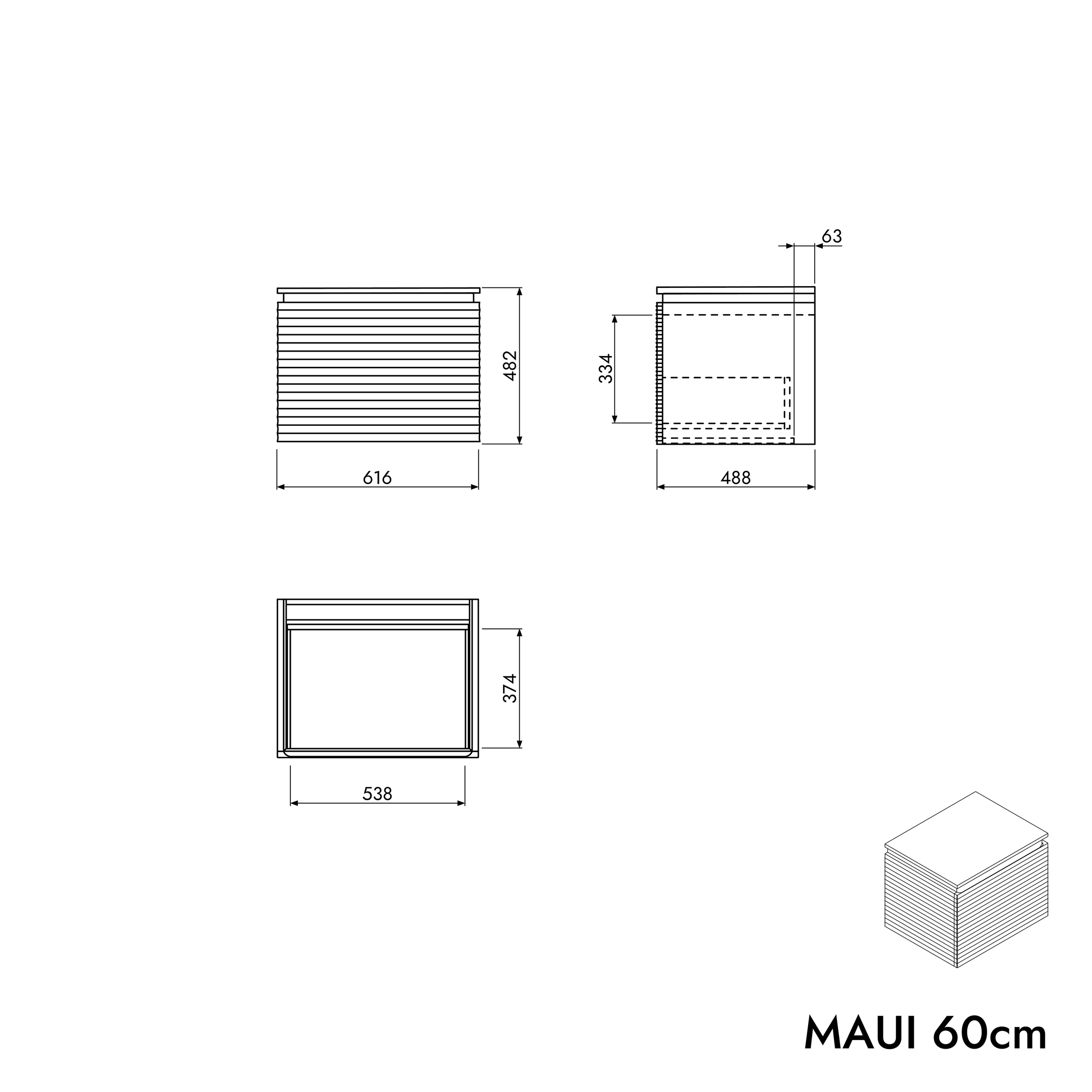 Szafka pod umywalkę MAUI 60 cm