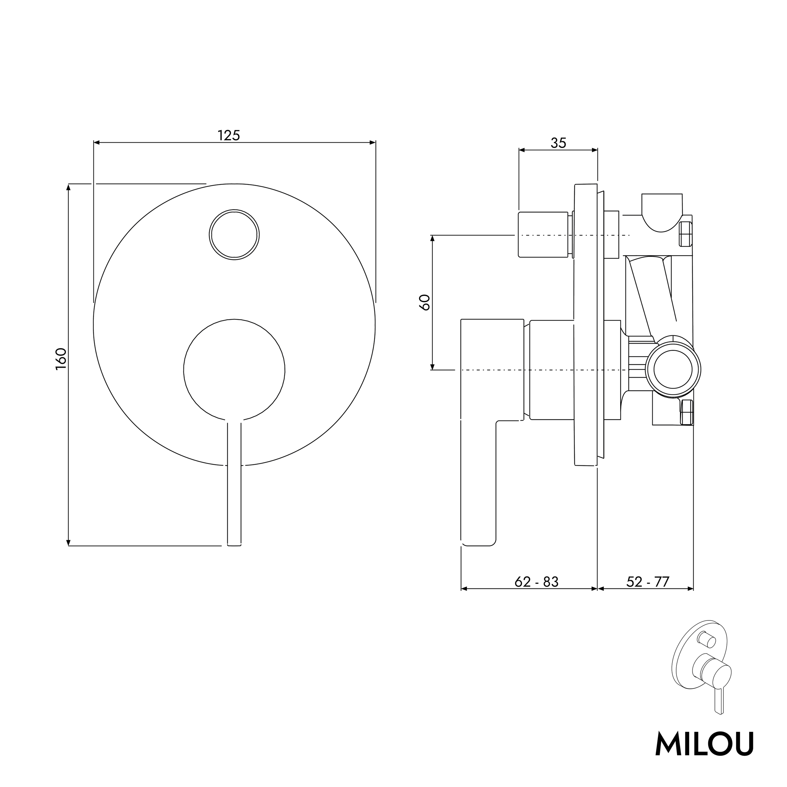 Bateria podtynkowa MILOU