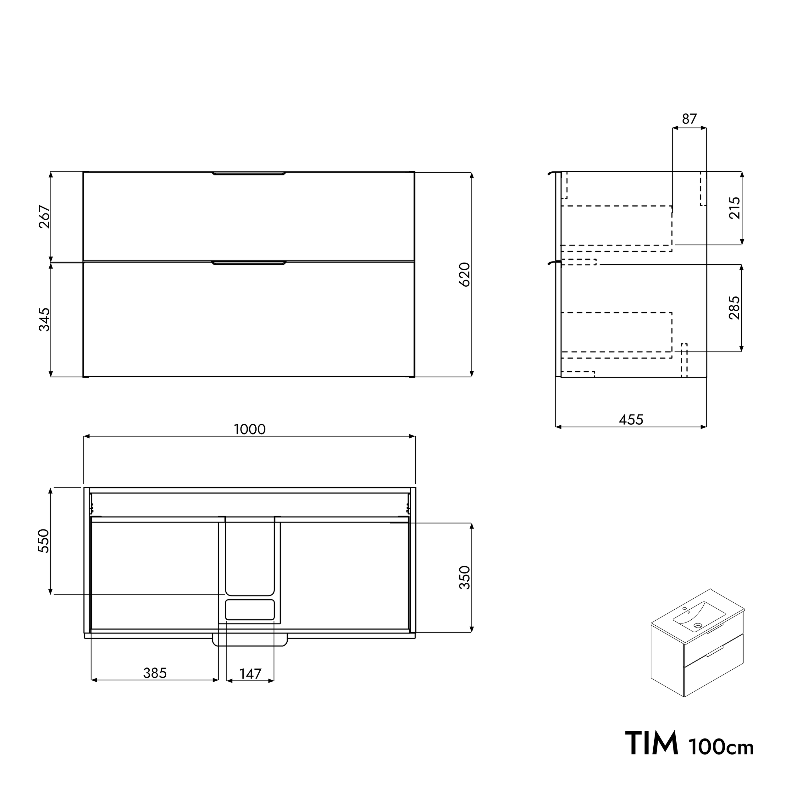 Umywalka Duravit z szafką pod umywalkę TIM 100 cm