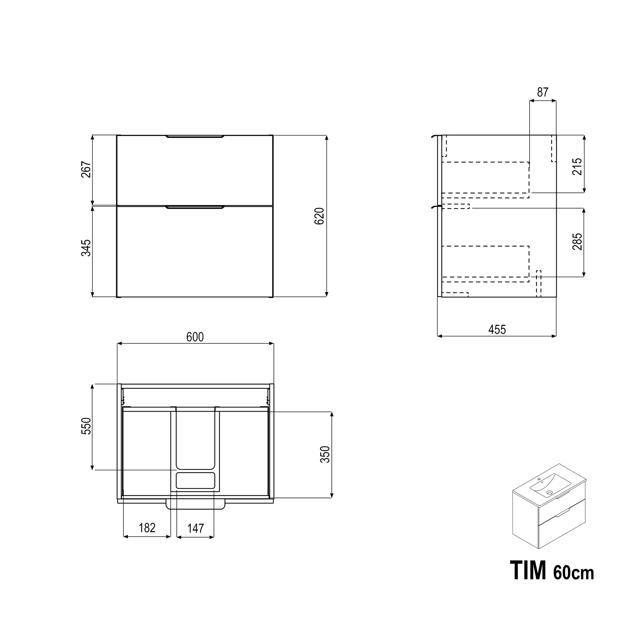 Szafka podumywalkowa TIM 60 cm